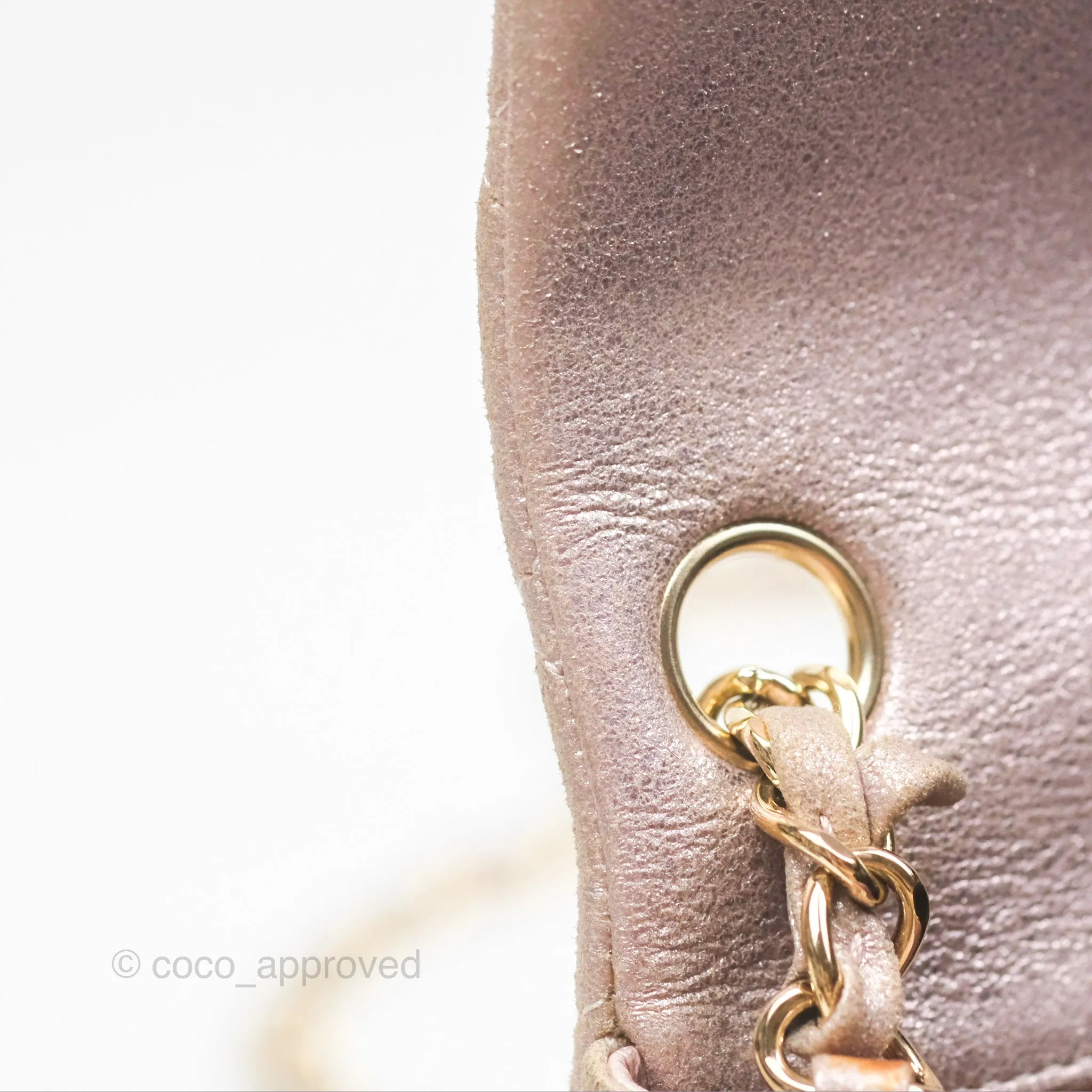 Chanel Mini Square Metallic Rose Gold Goatskin Gold Hardware 14B