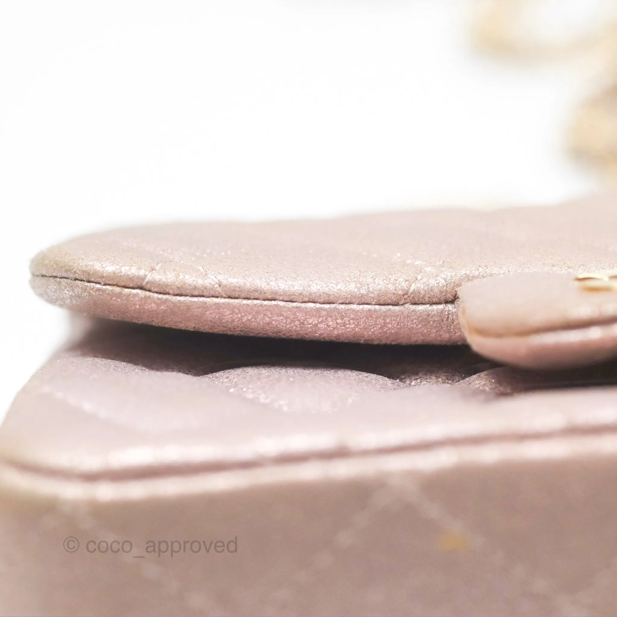 Chanel Mini Square Metallic Rose Gold Goatskin Gold Hardware 14B