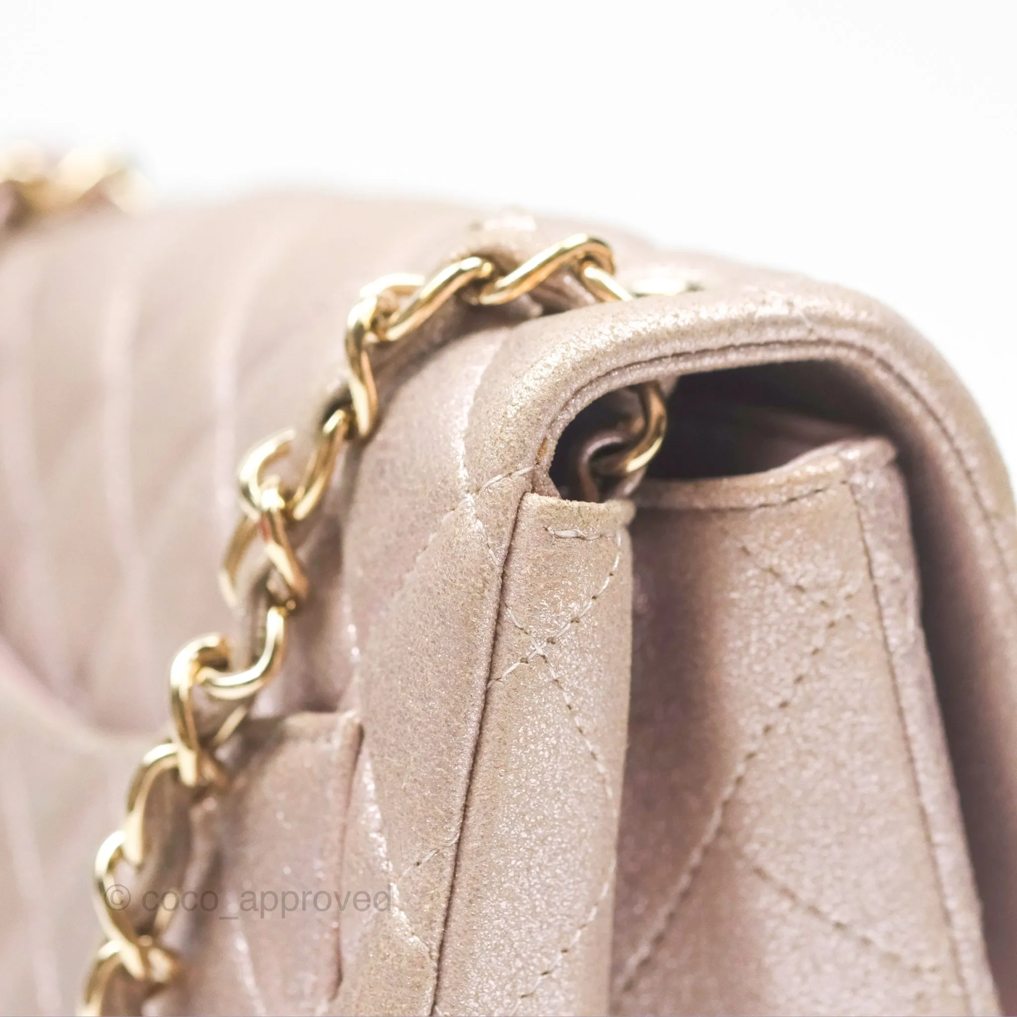 Chanel Mini Square Metallic Rose Gold Goatskin Gold Hardware 14B