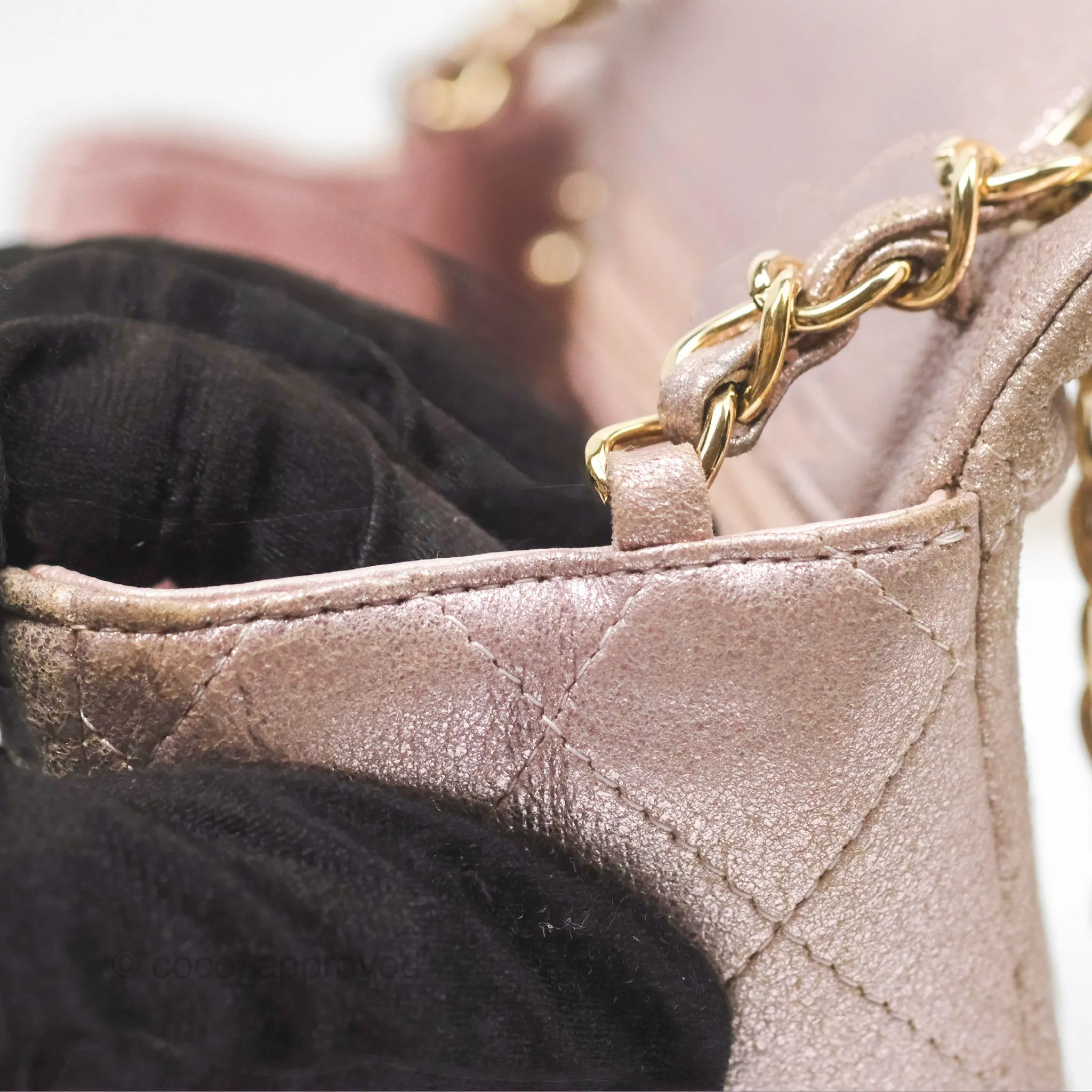 Chanel Mini Square Metallic Rose Gold Goatskin Gold Hardware 14B