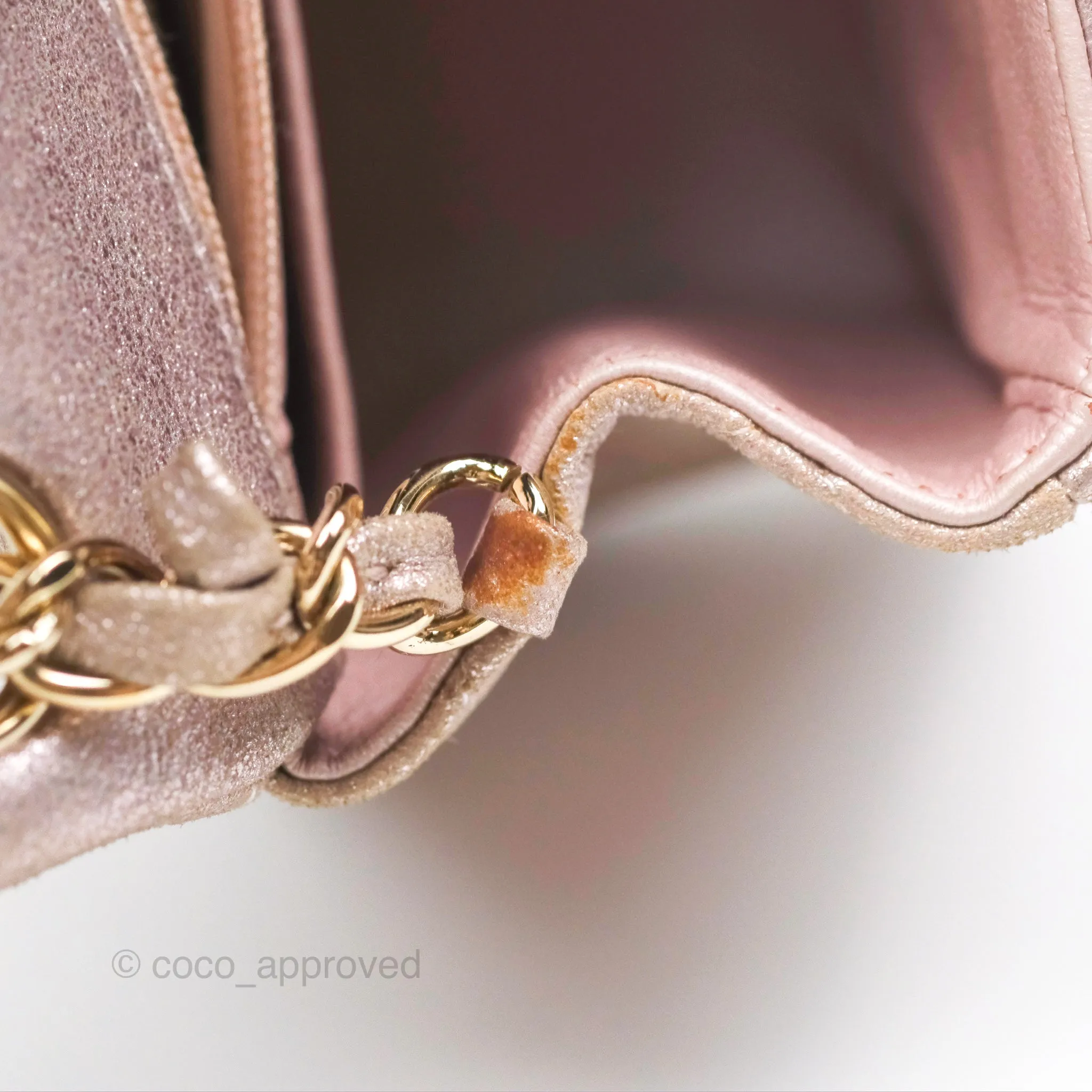 Chanel Mini Square Metallic Rose Gold Goatskin Gold Hardware 14B