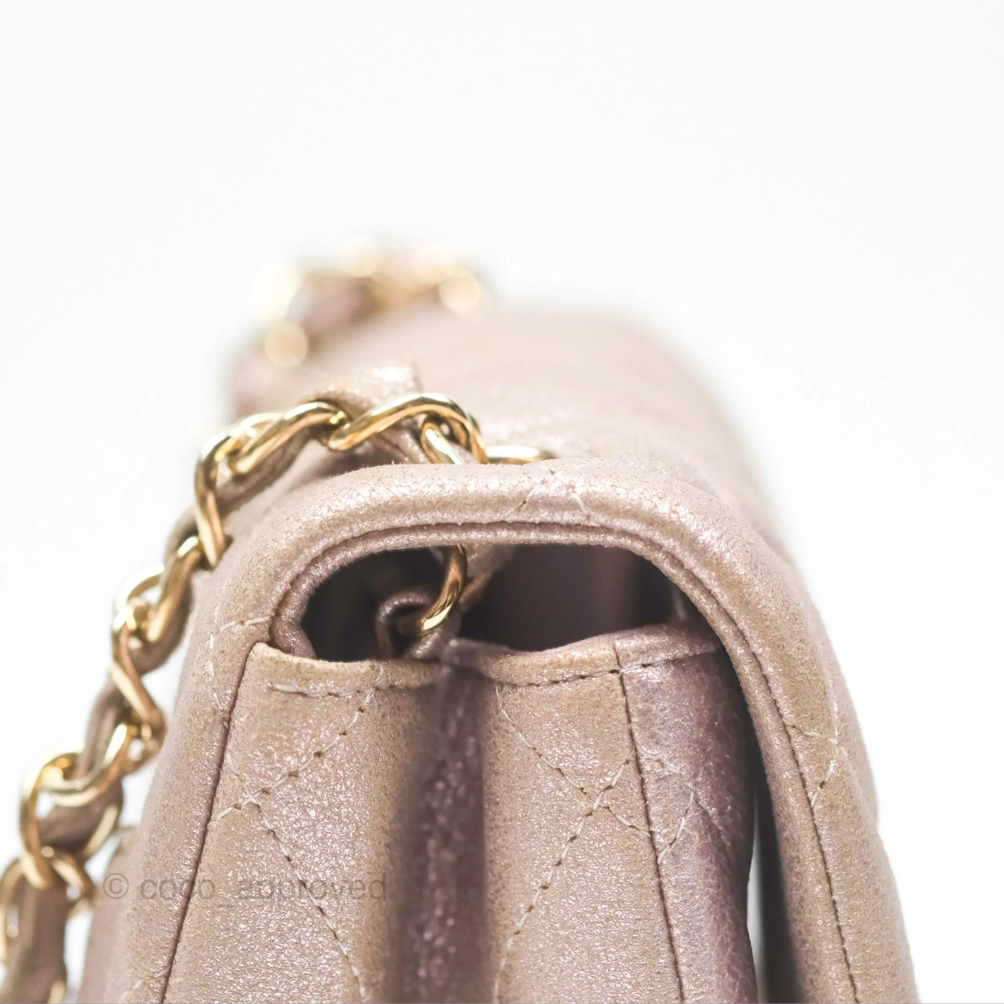 Chanel Mini Square Metallic Rose Gold Goatskin Gold Hardware 14B