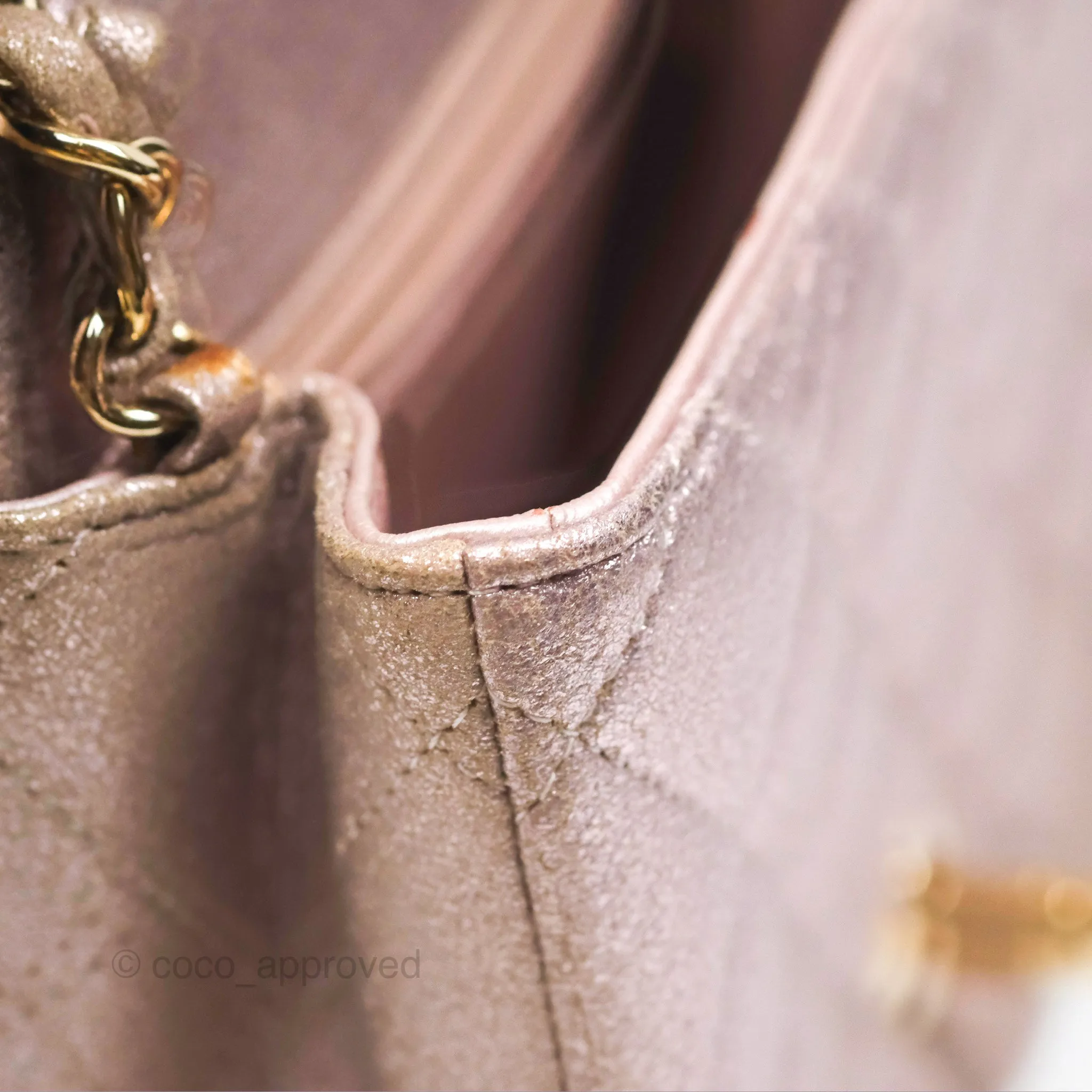 Chanel Mini Square Metallic Rose Gold Goatskin Gold Hardware 14B