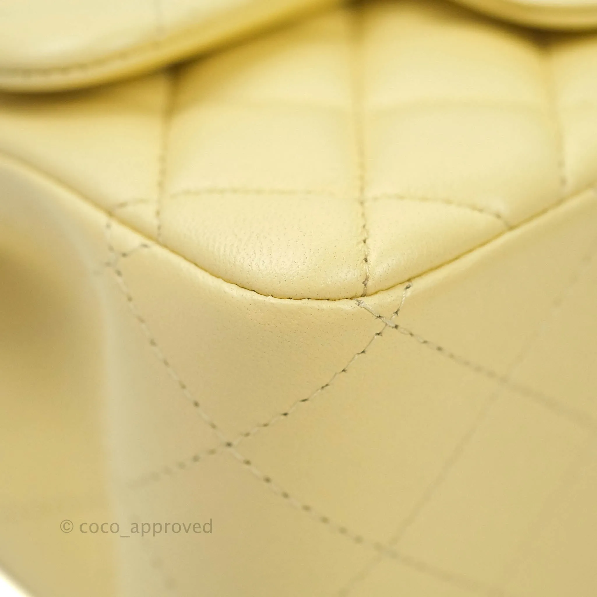 Chanel Mini Square Pale Yellow Lambskin Gold Hardware 21C