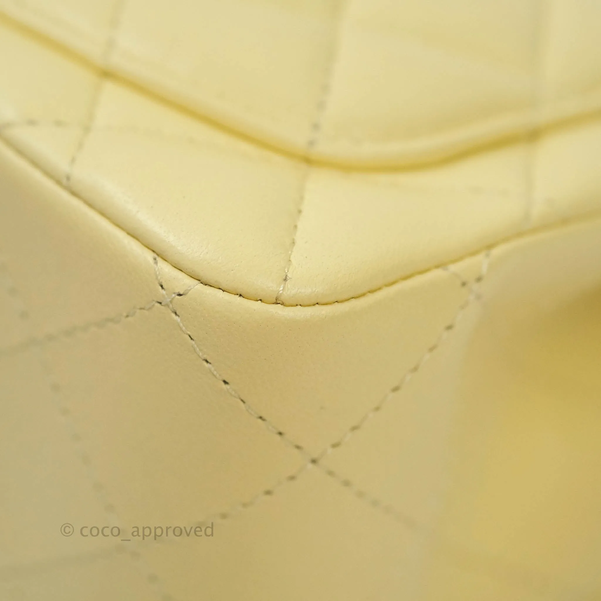Chanel Mini Square Pale Yellow Lambskin Gold Hardware 21C