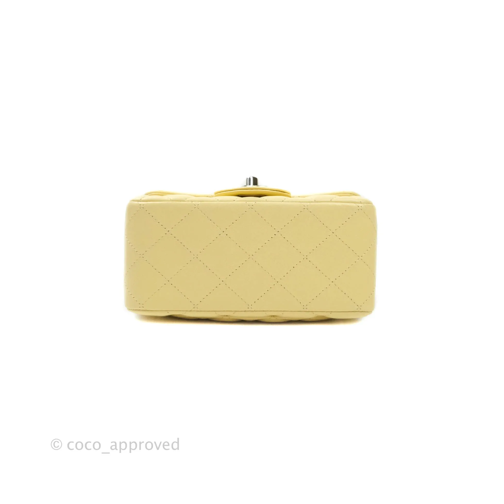 Chanel Mini Square Pale Yellow Lambskin Gold Hardware 21C