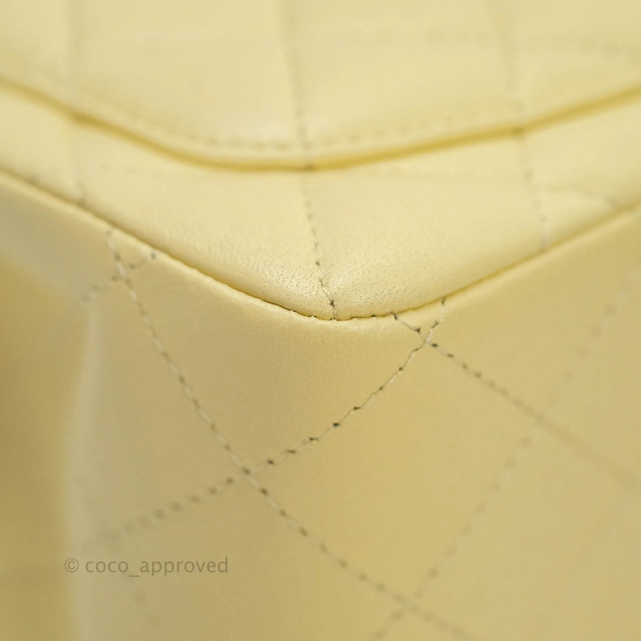 Chanel Mini Square Pale Yellow Lambskin Gold Hardware 21C