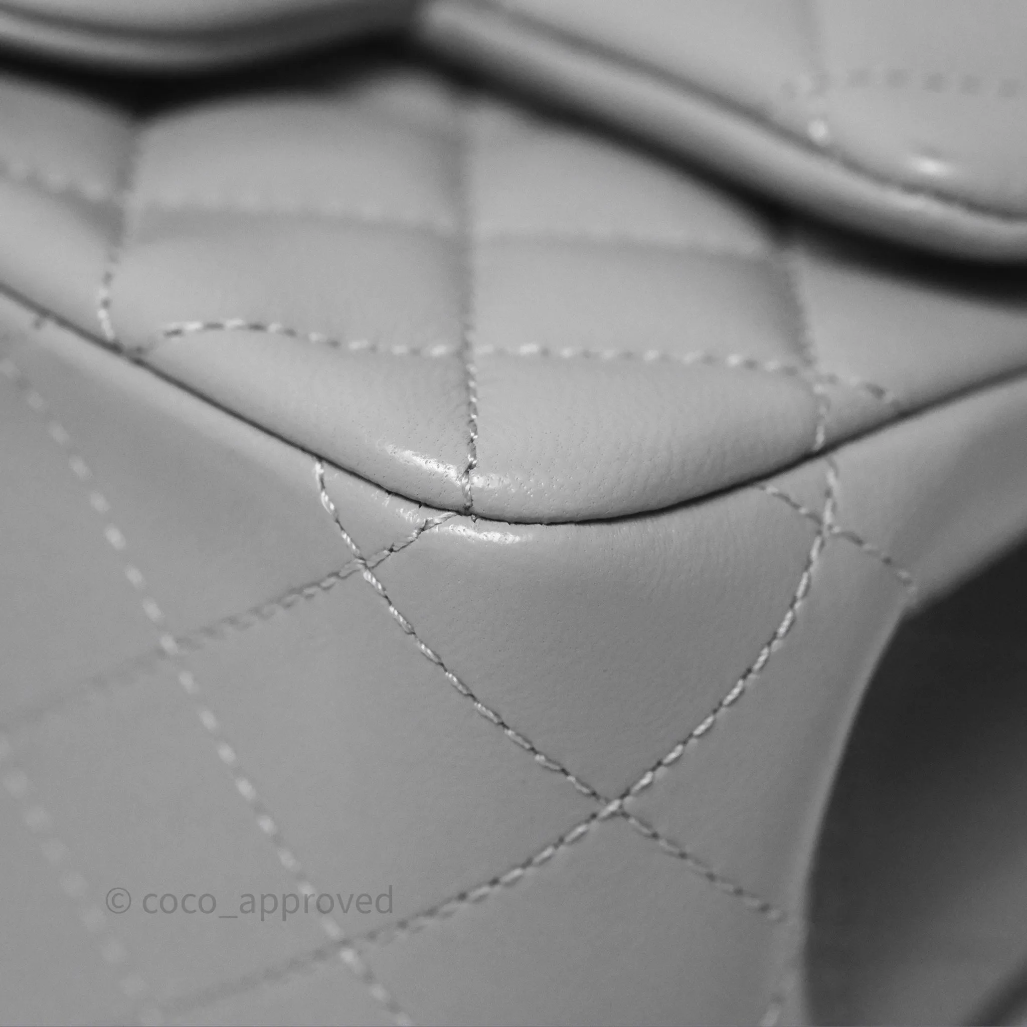 Chanel Mini Square Pearl Crush Quilted Grey Lambskin Aged Gold Hardware