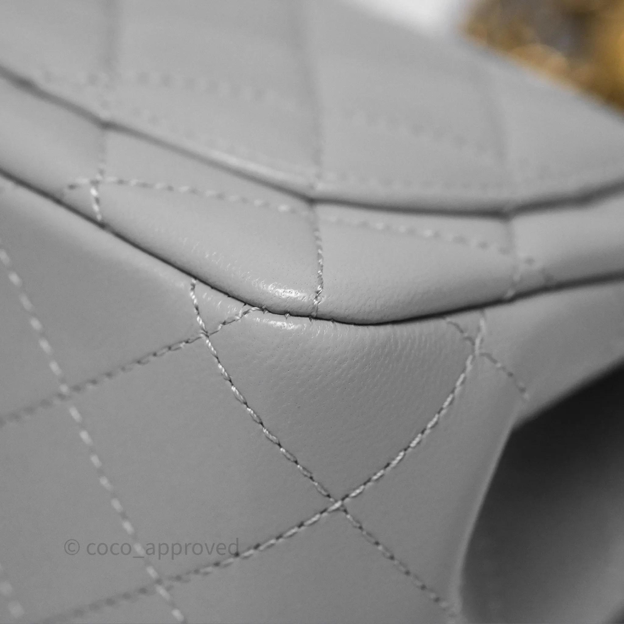 Chanel Mini Square Pearl Crush Quilted Grey Lambskin Aged Gold Hardware