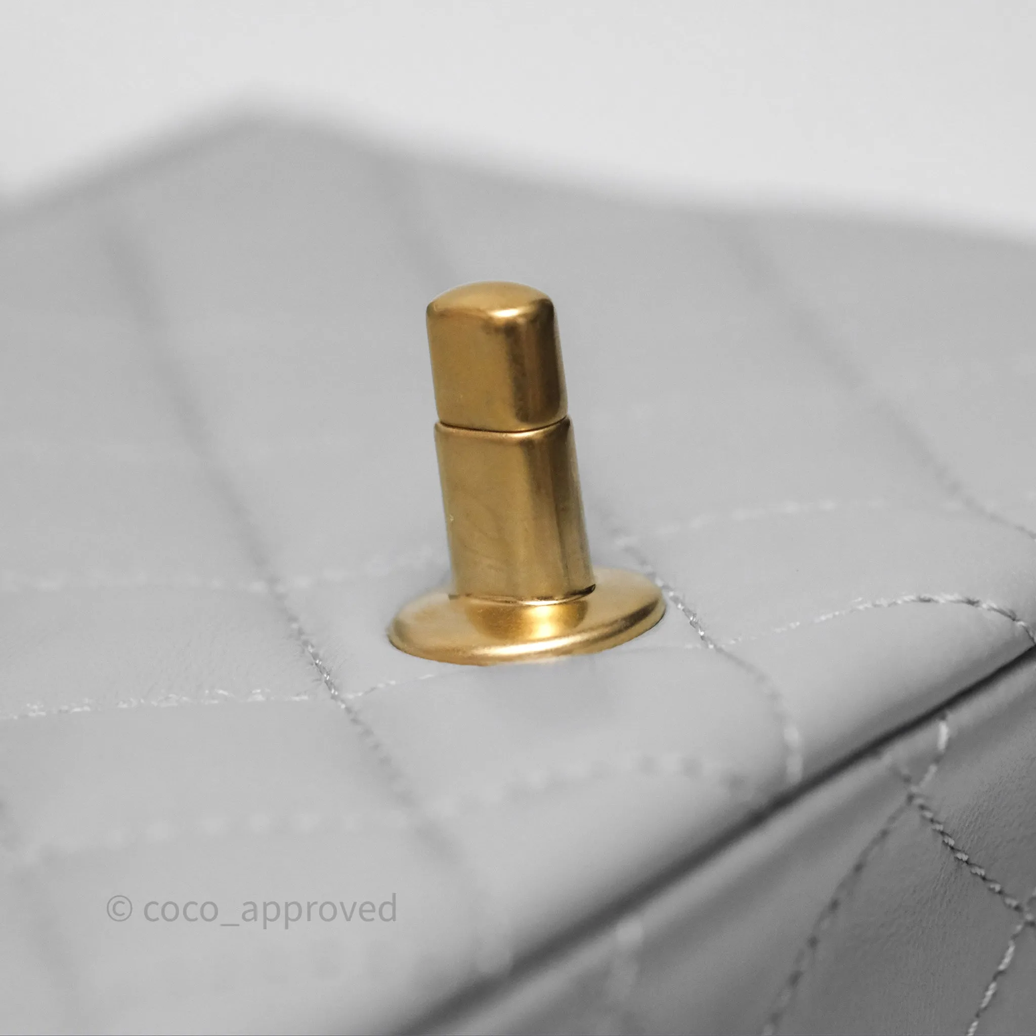 Chanel Mini Square Pearl Crush Quilted Grey Lambskin Aged Gold Hardware