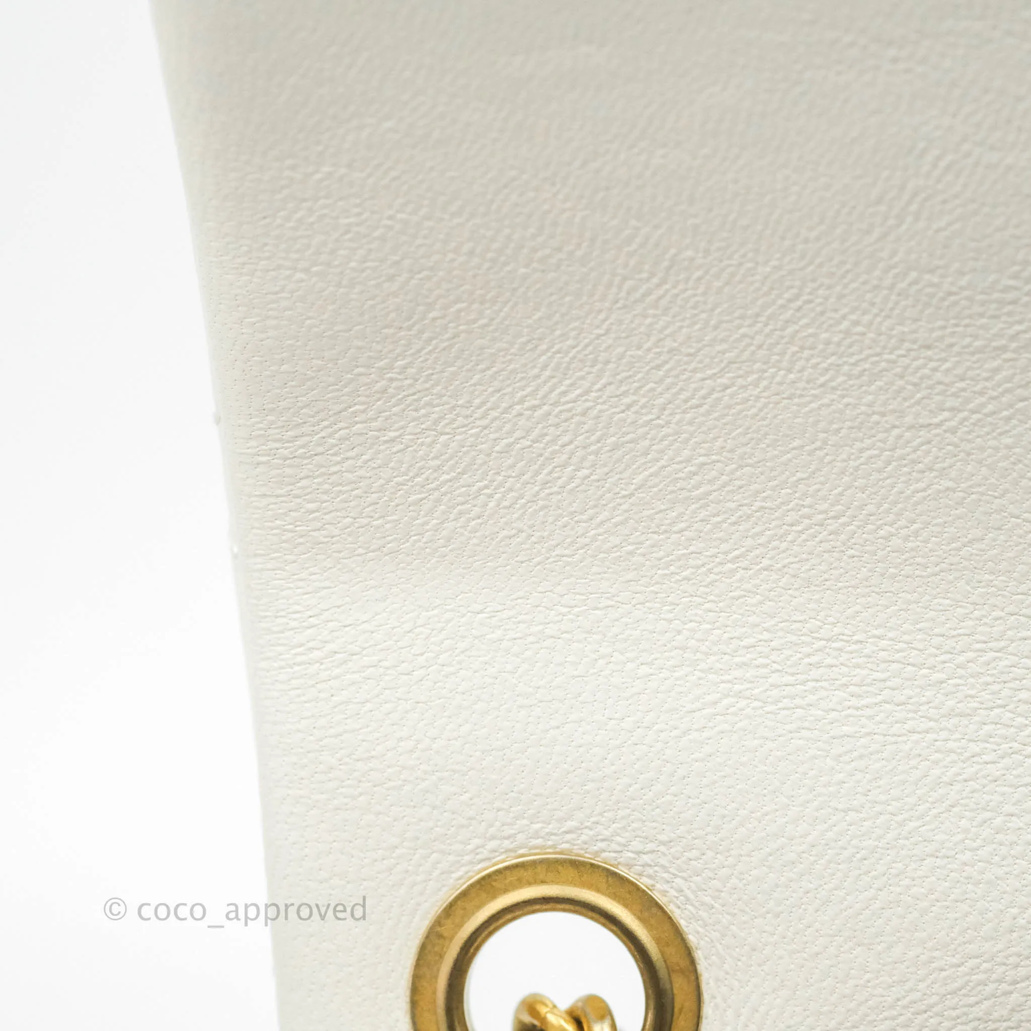 Chanel Mini Square Pearl Crush Quilted White Lambskin Gold Hardware