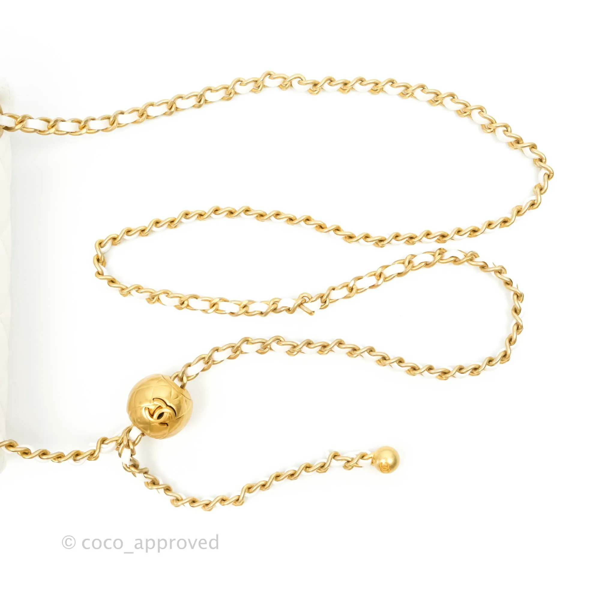 Chanel Mini Square Pearl Crush Quilted White Lambskin Gold Hardware