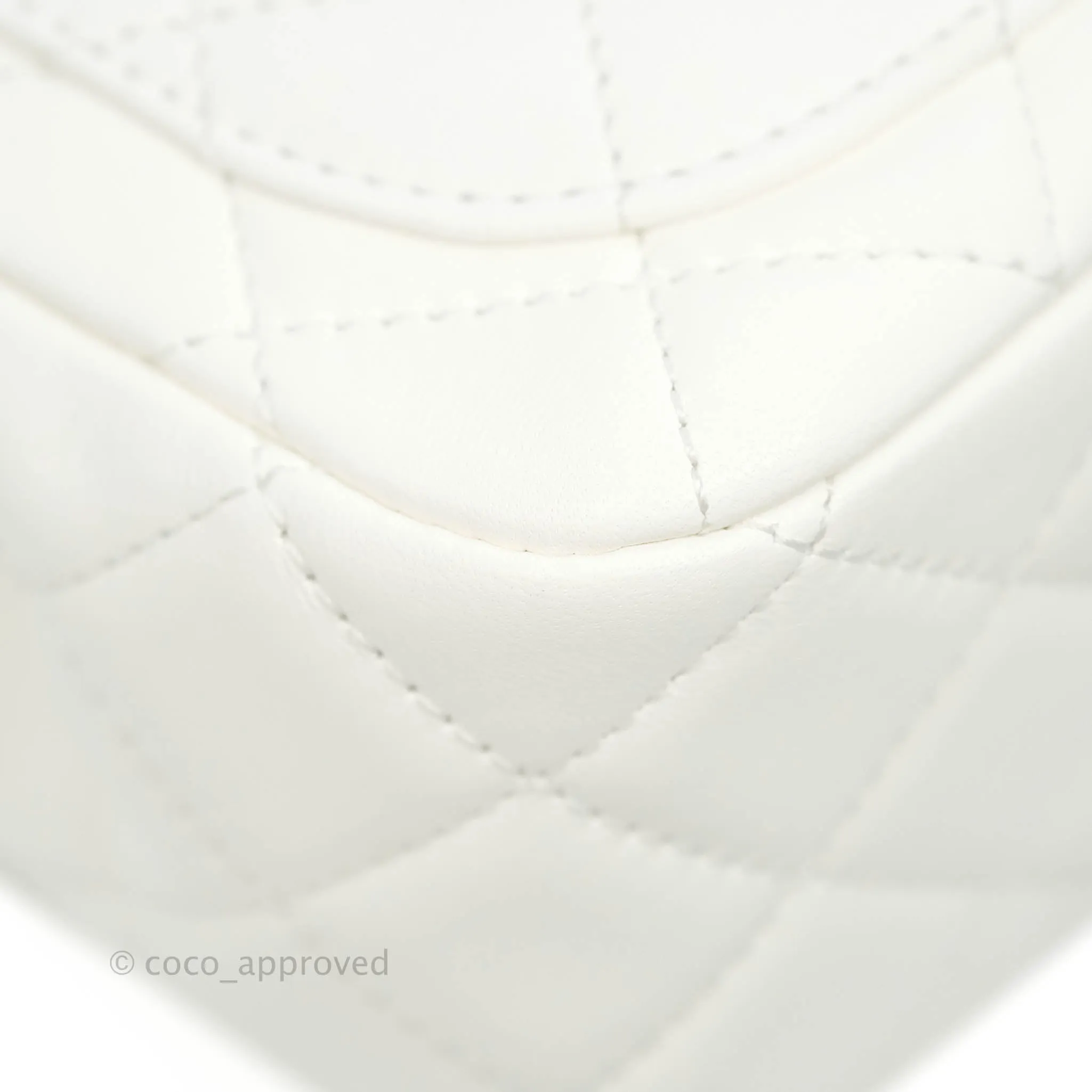 Chanel Mini Square Pearl Crush Quilted White Lambskin Gold Hardware