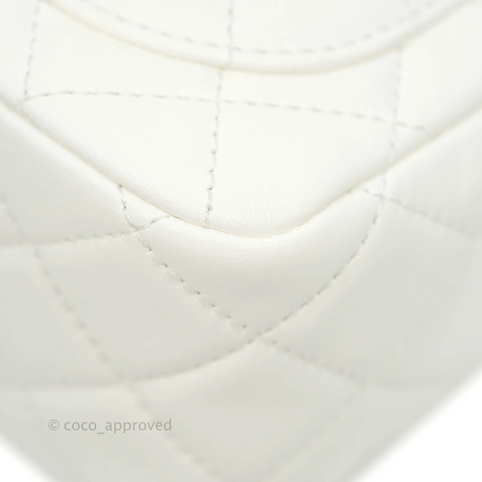 Chanel Mini Square Pearl Crush Quilted White Lambskin Gold Hardware