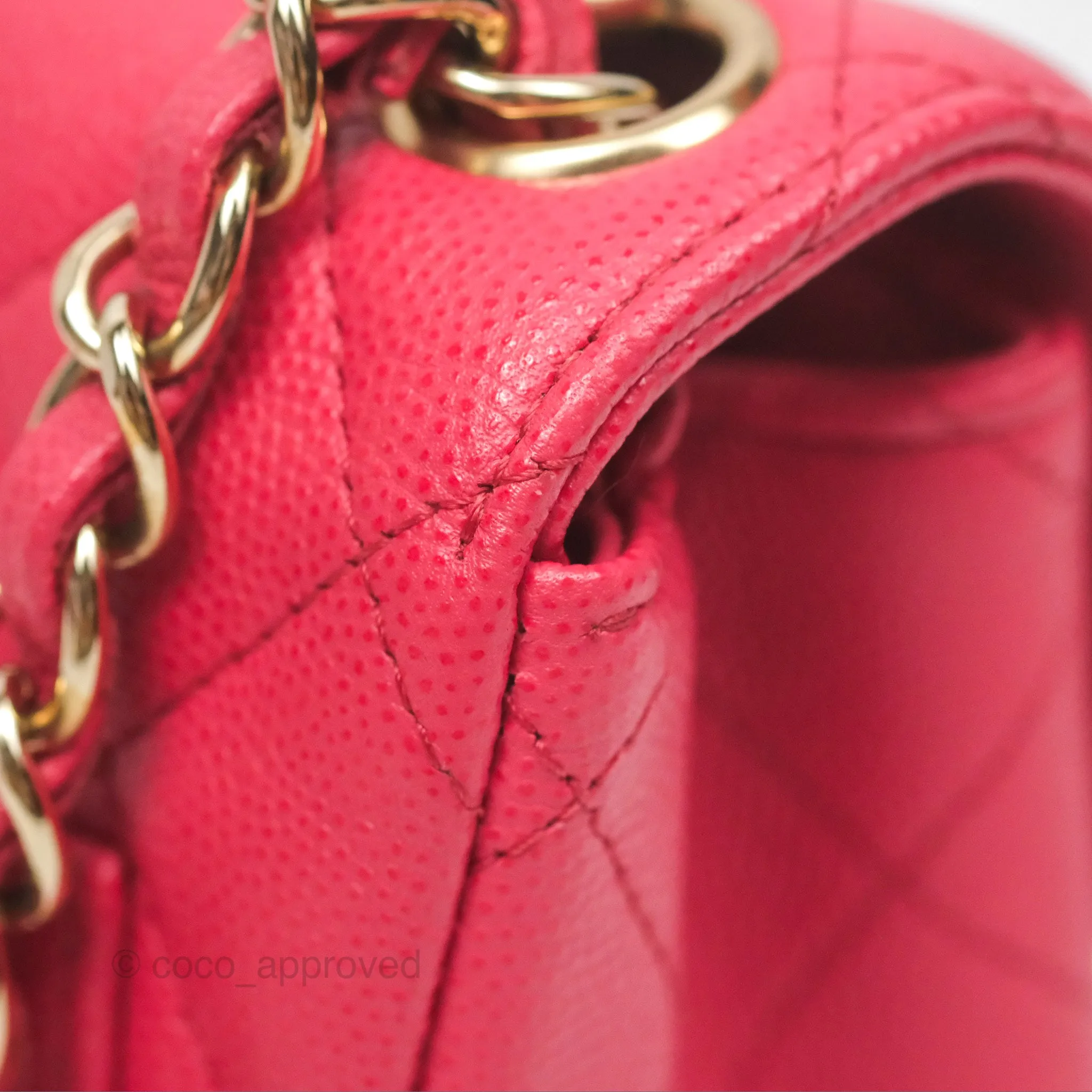 Chanel Mini Square Pink Caviar Gold Hardware 17C