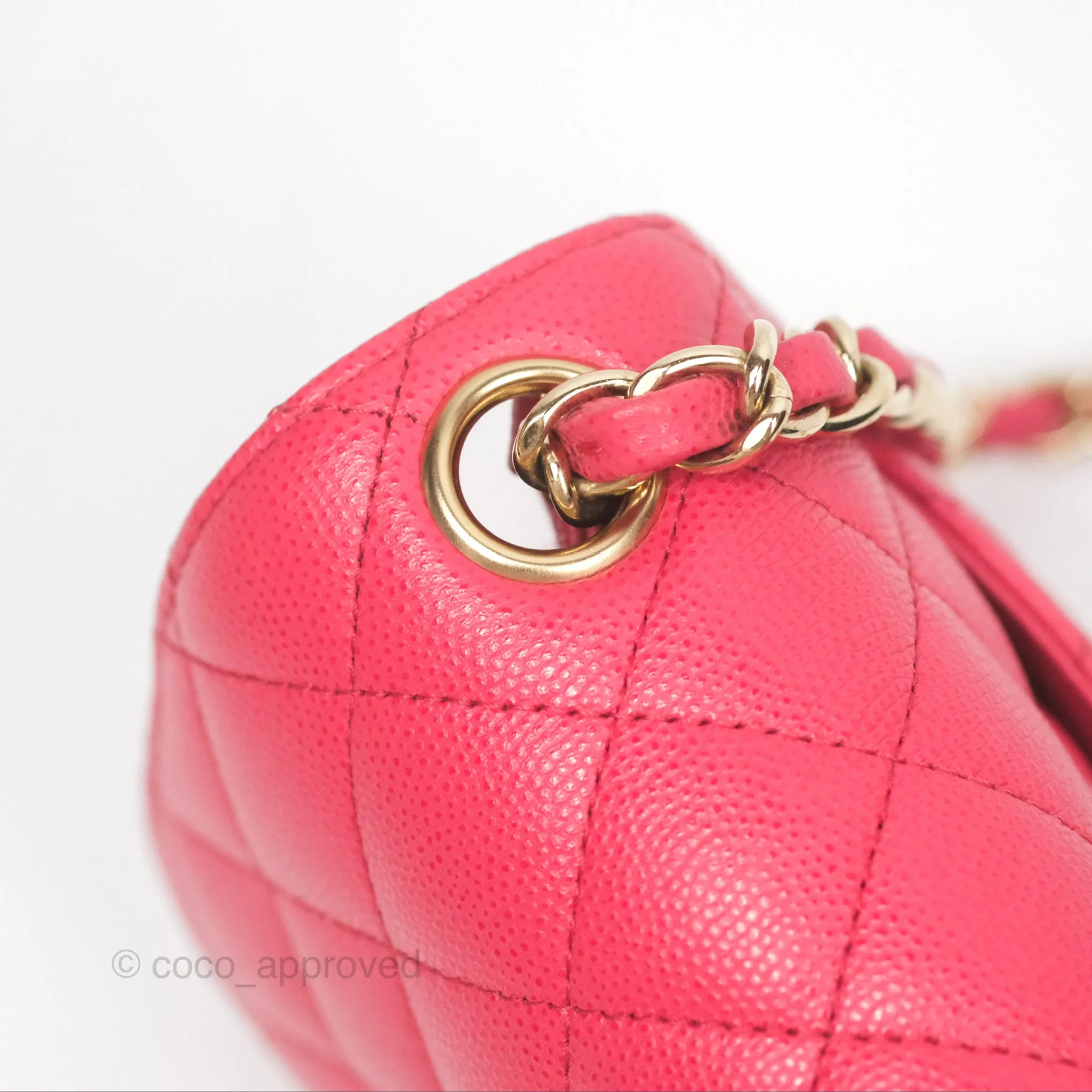 Chanel Mini Square Pink Caviar Gold Hardware 17C