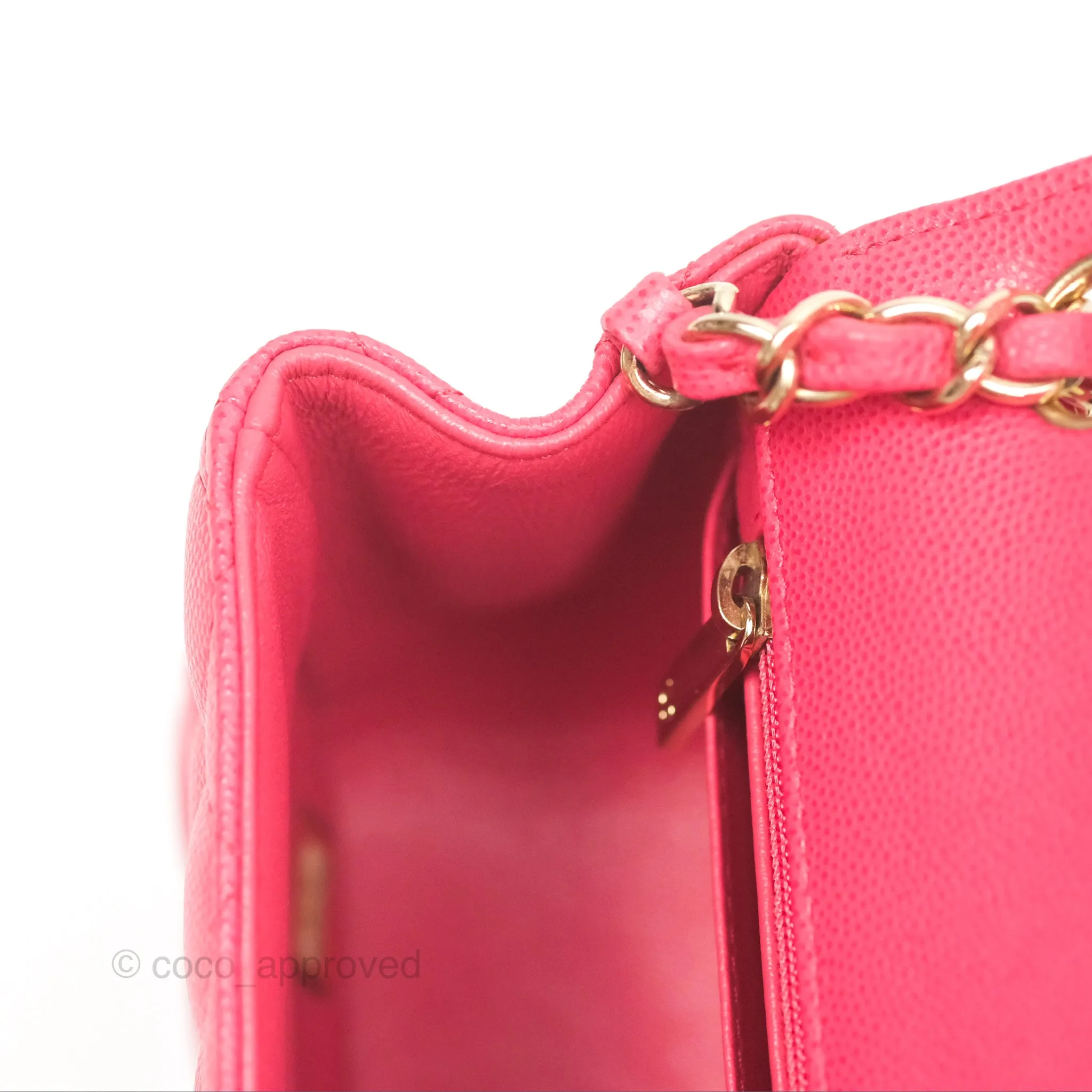Chanel Mini Square Pink Caviar Gold Hardware 17C