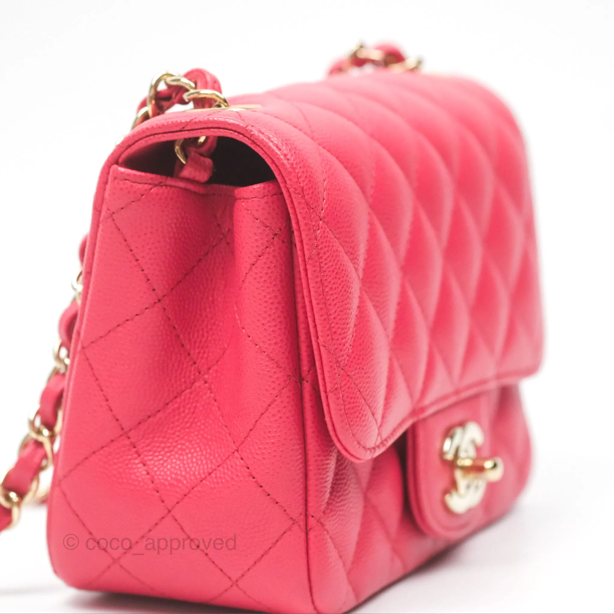 Chanel Mini Square Pink Caviar Gold Hardware 17C