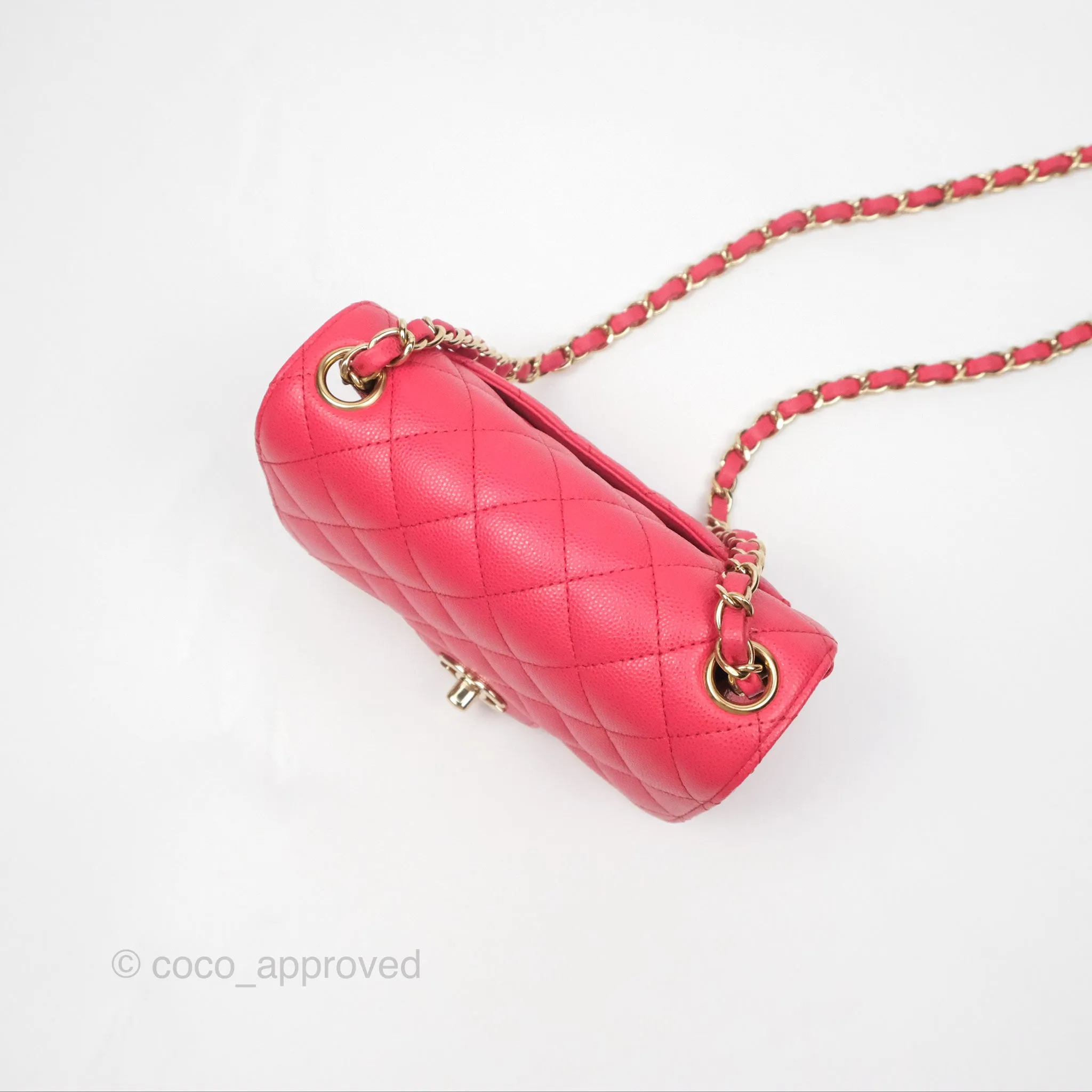 Chanel Mini Square Pink Caviar Gold Hardware 17C