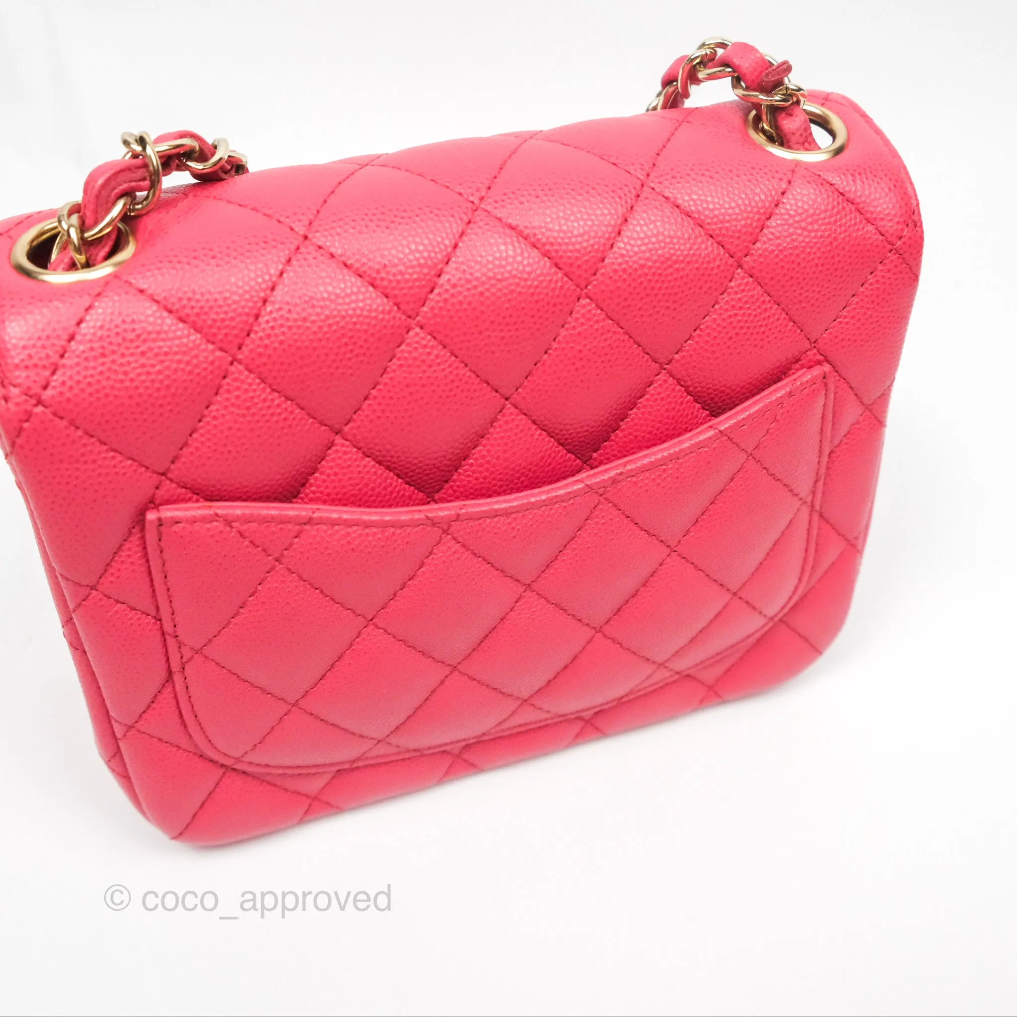 Chanel Mini Square Pink Caviar Gold Hardware 17C