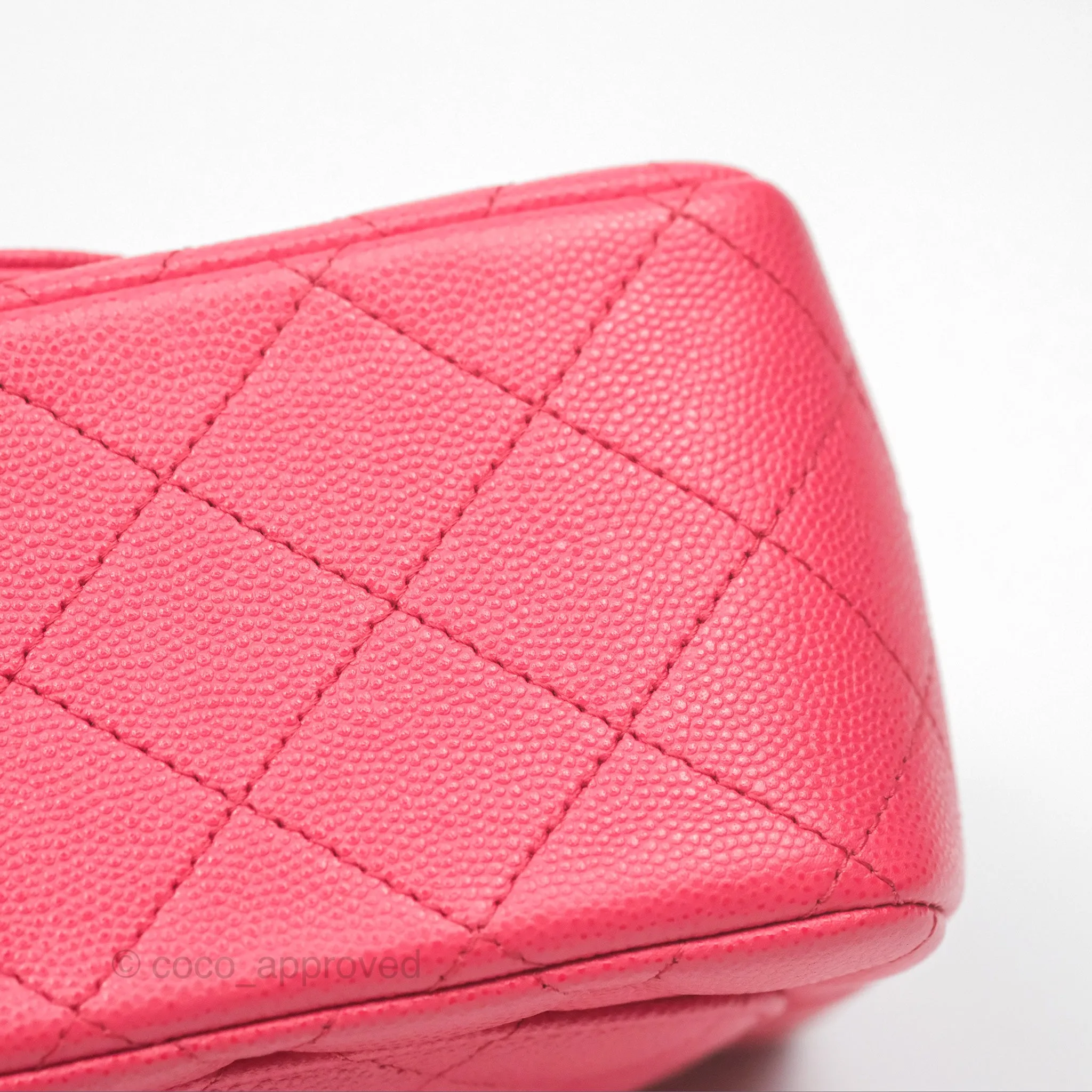 Chanel Mini Square Pink Caviar Gold Hardware 17C