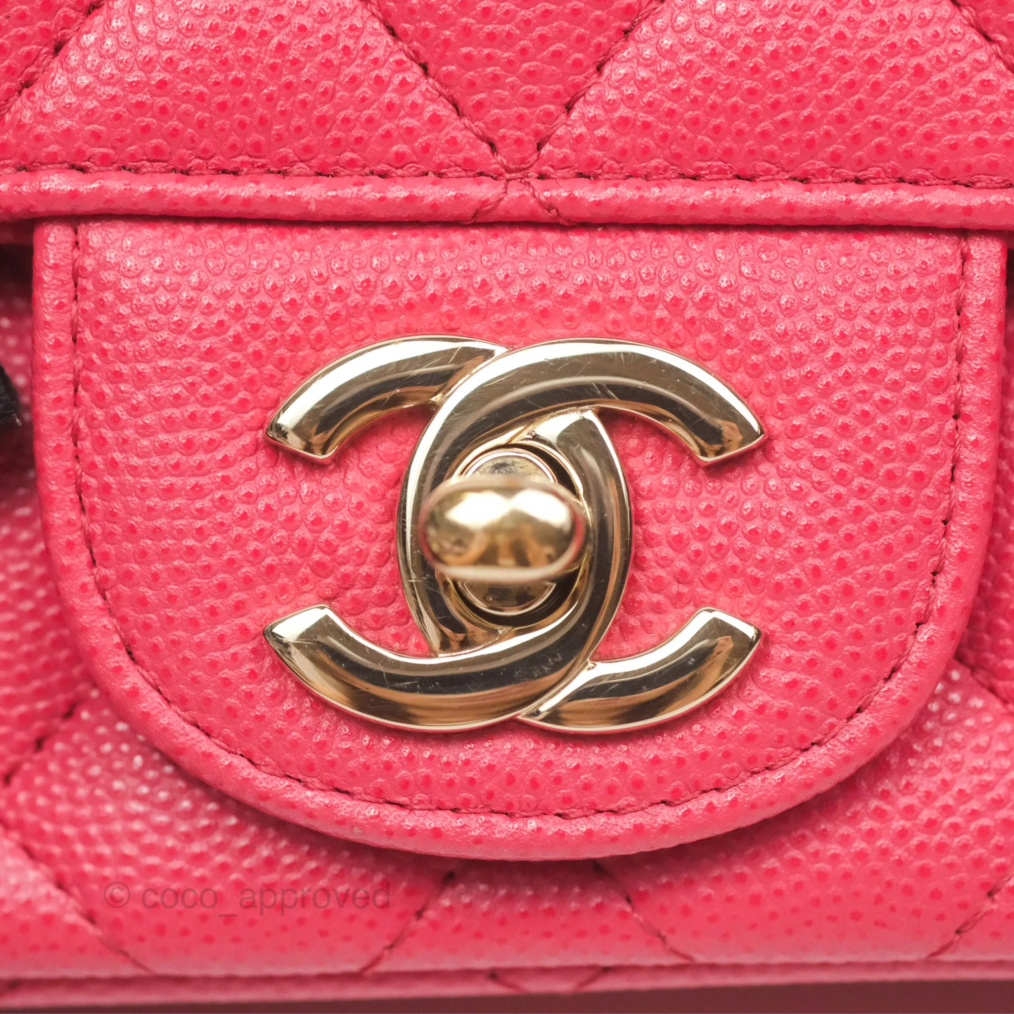 Chanel Mini Square Pink Caviar Gold Hardware 17C