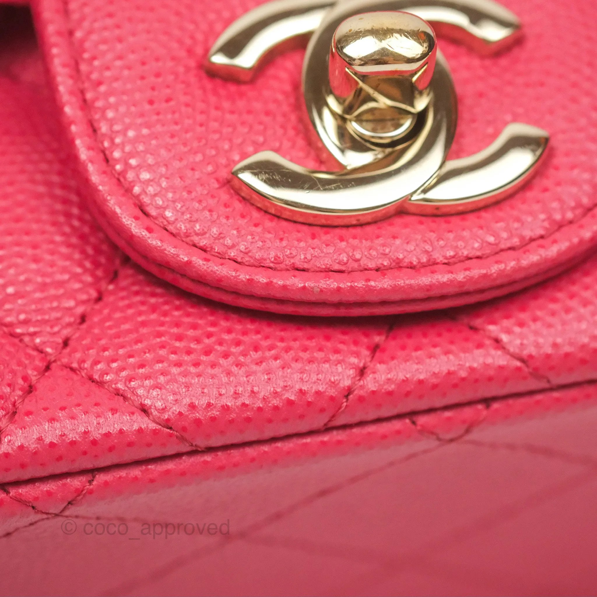 Chanel Mini Square Pink Caviar Gold Hardware 17C