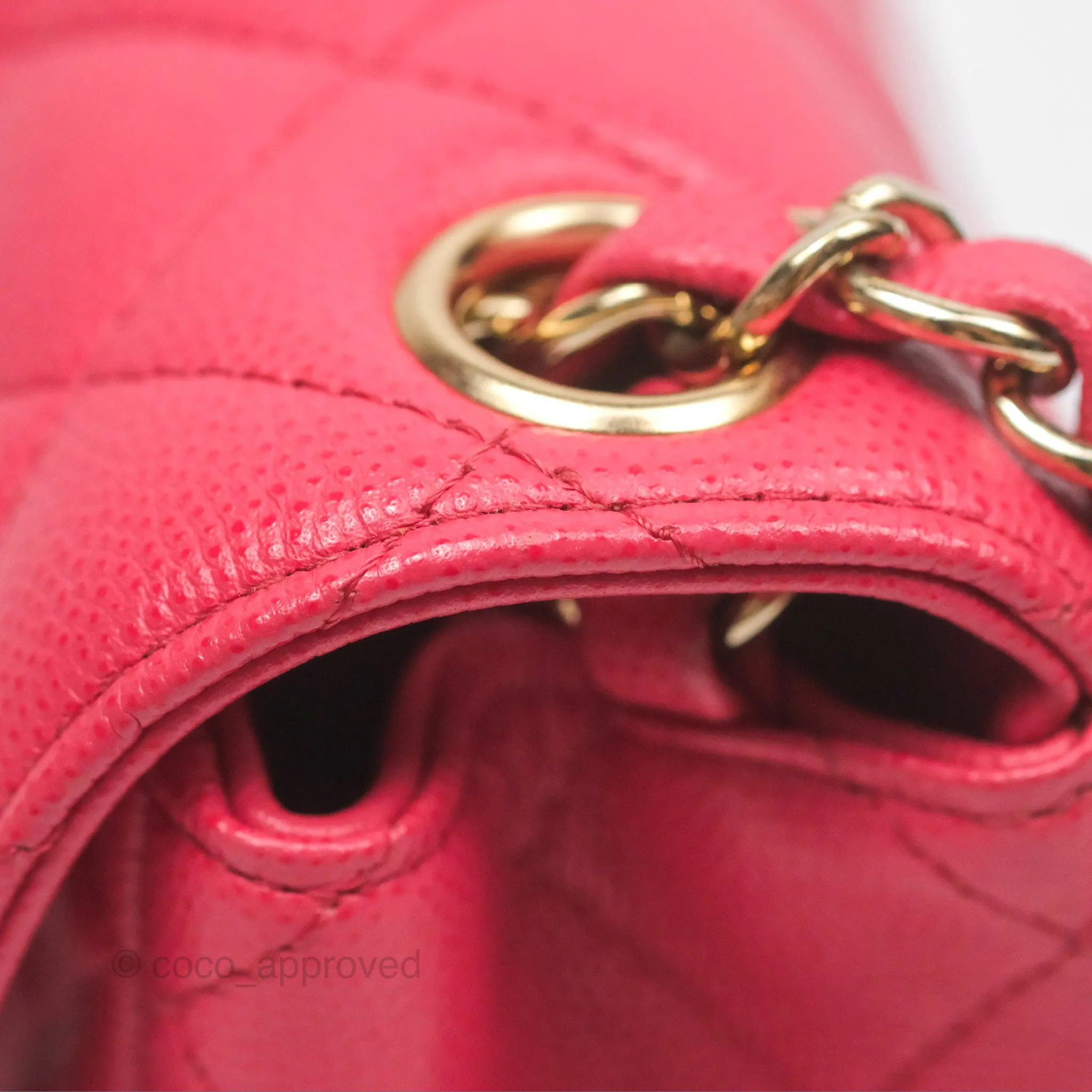 Chanel Mini Square Pink Caviar Gold Hardware 17C