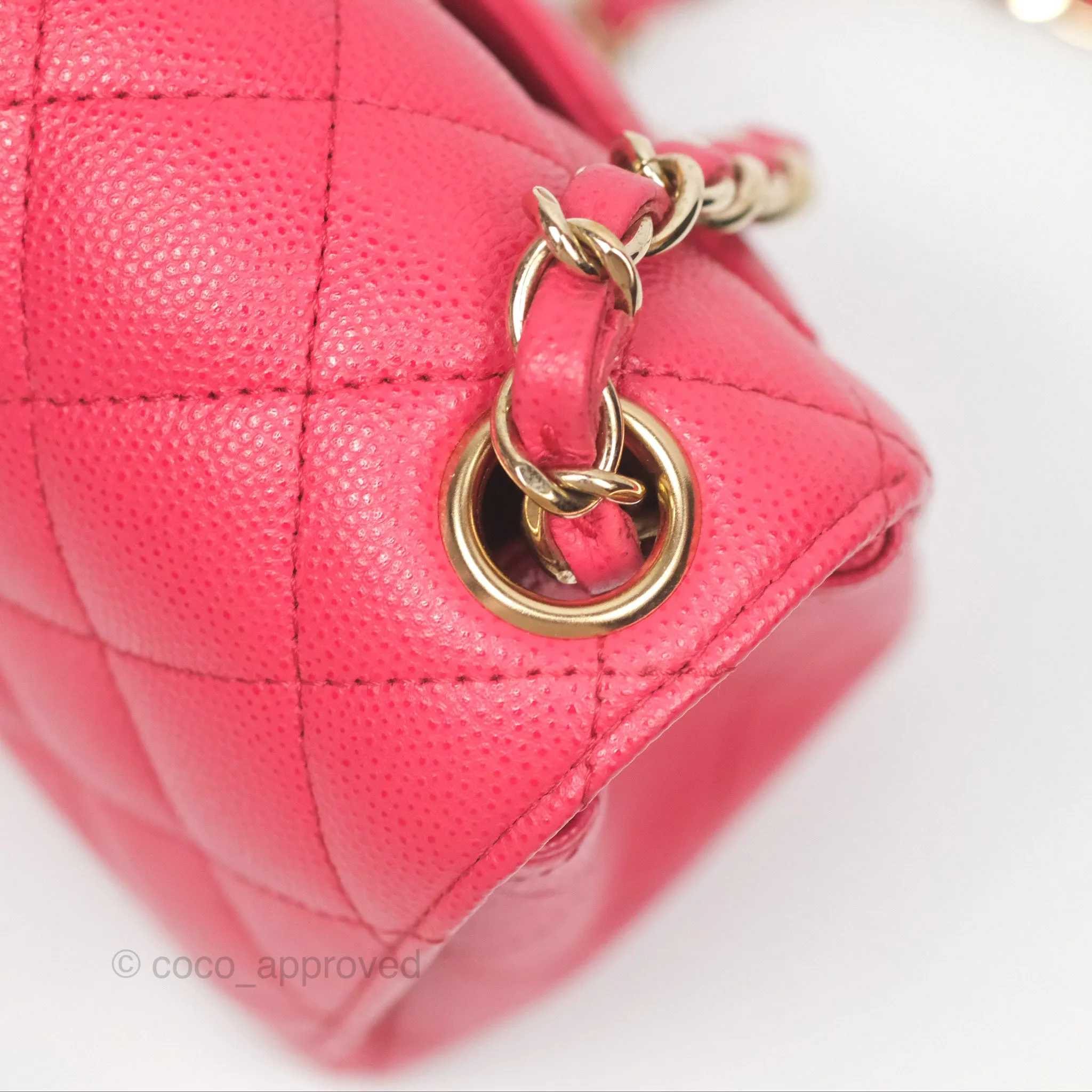 Chanel Mini Square Pink Caviar Gold Hardware 17C