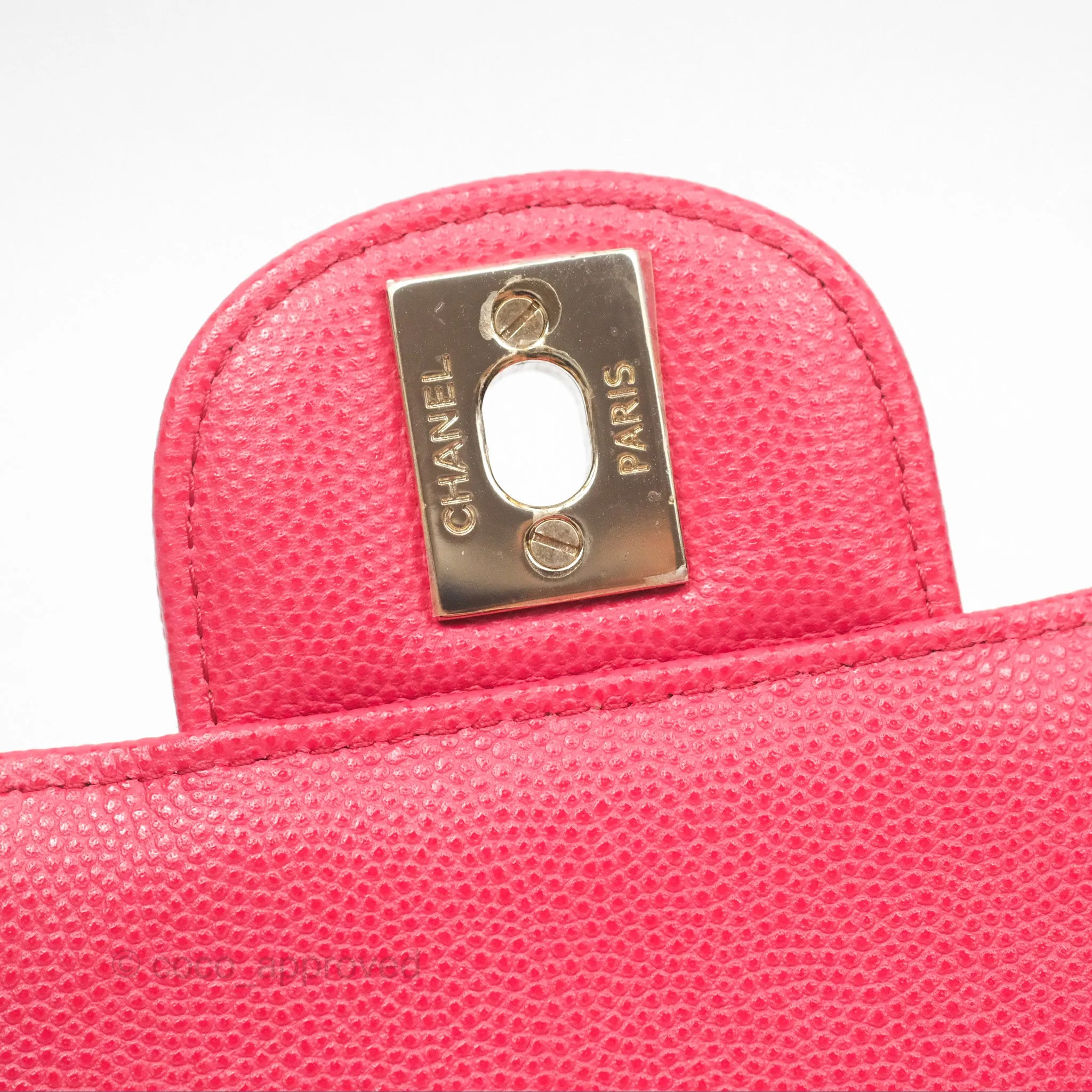 Chanel Mini Square Pink Caviar Gold Hardware 17C