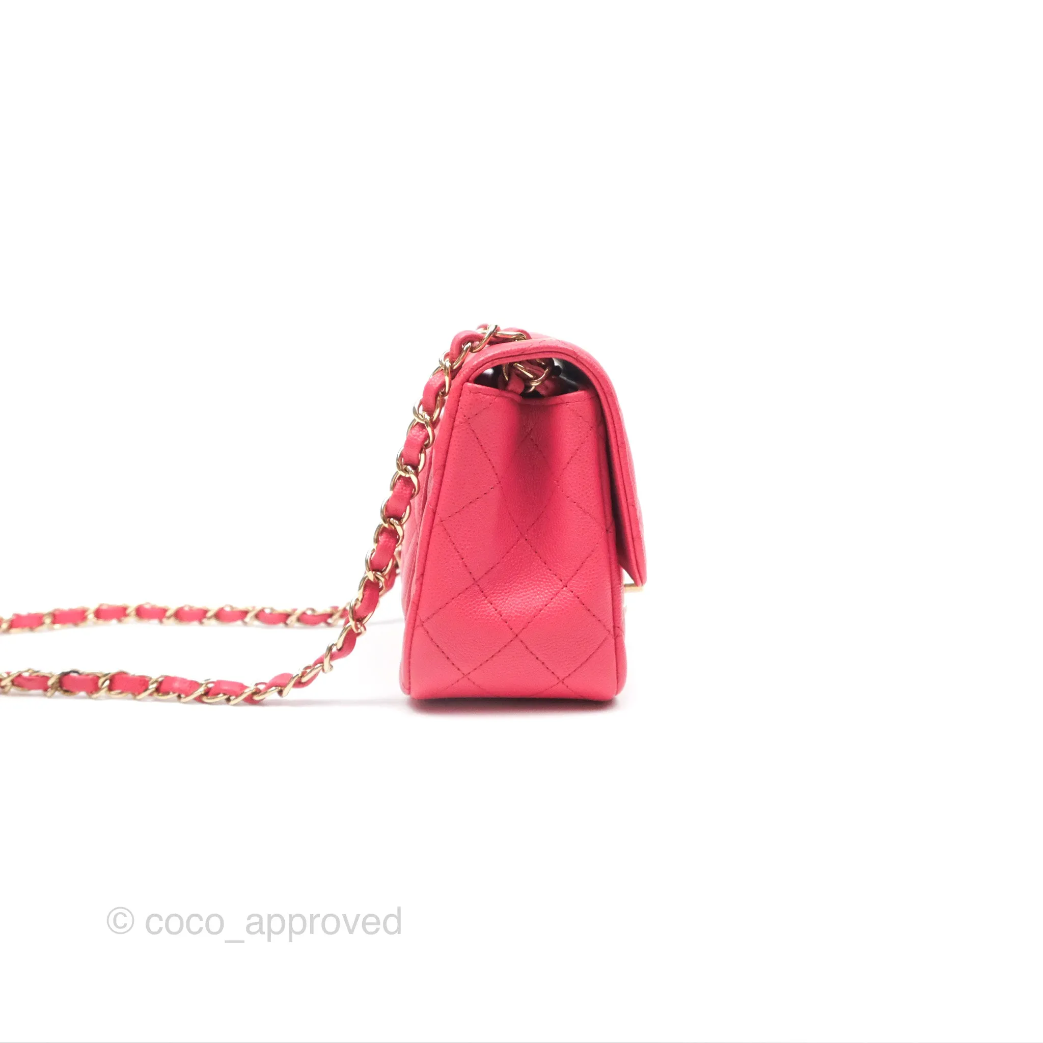 Chanel Mini Square Pink Caviar Gold Hardware 17C