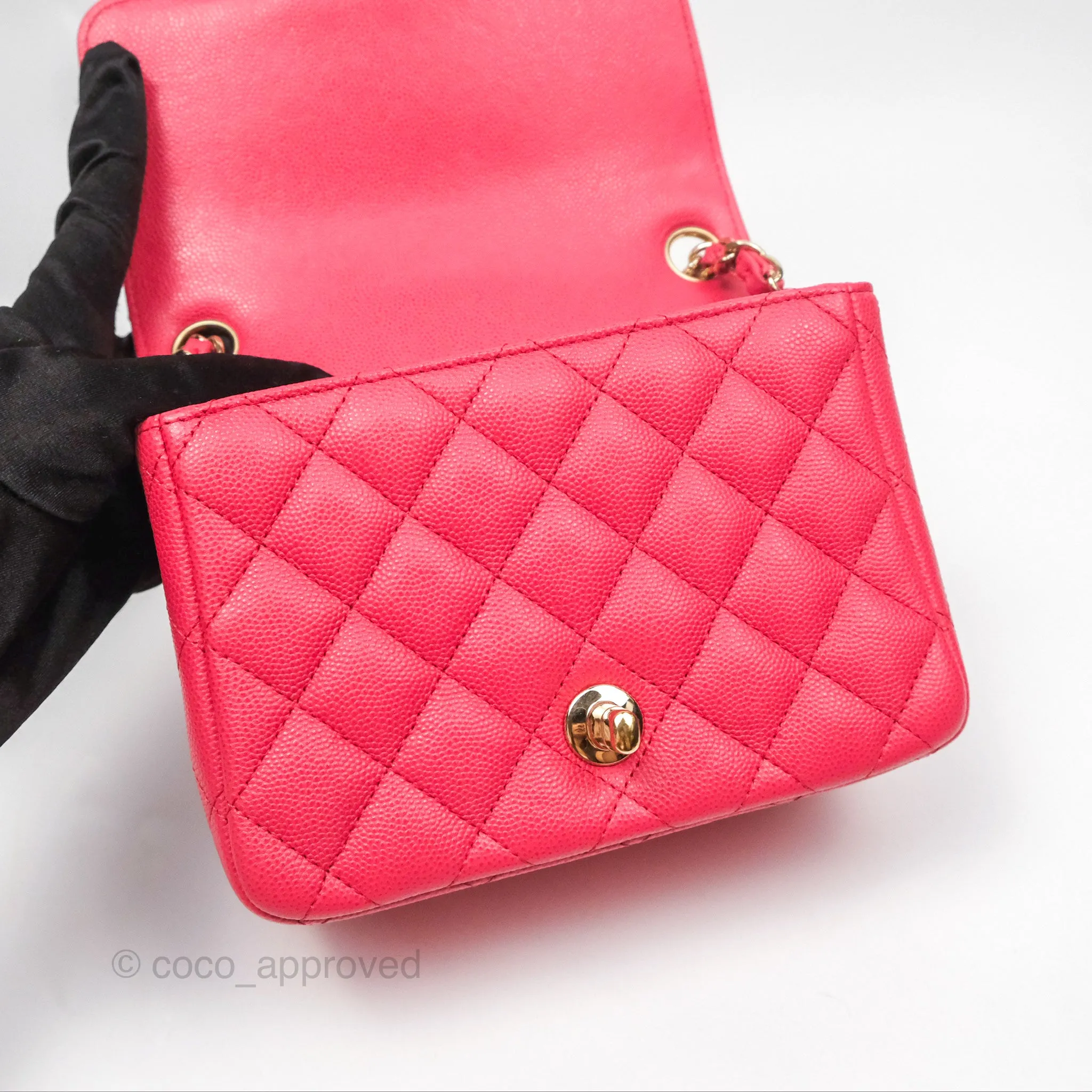 Chanel Mini Square Pink Caviar Gold Hardware 17C