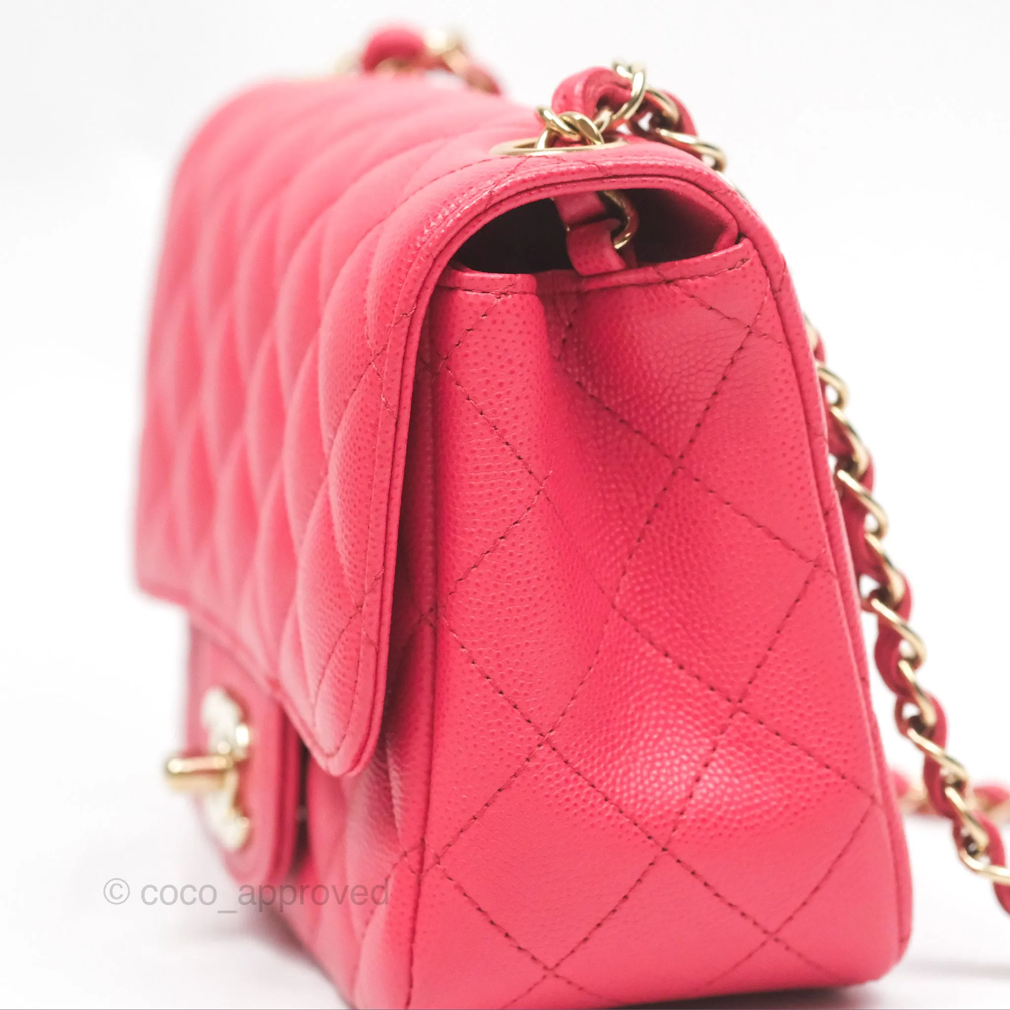 Chanel Mini Square Pink Caviar Gold Hardware 17C