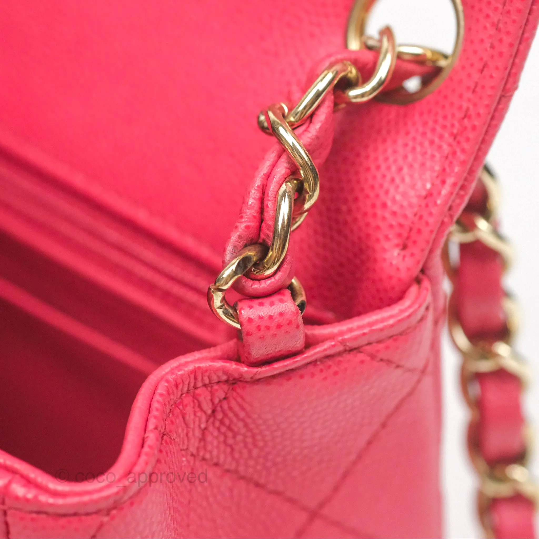 Chanel Mini Square Pink Caviar Gold Hardware 17C
