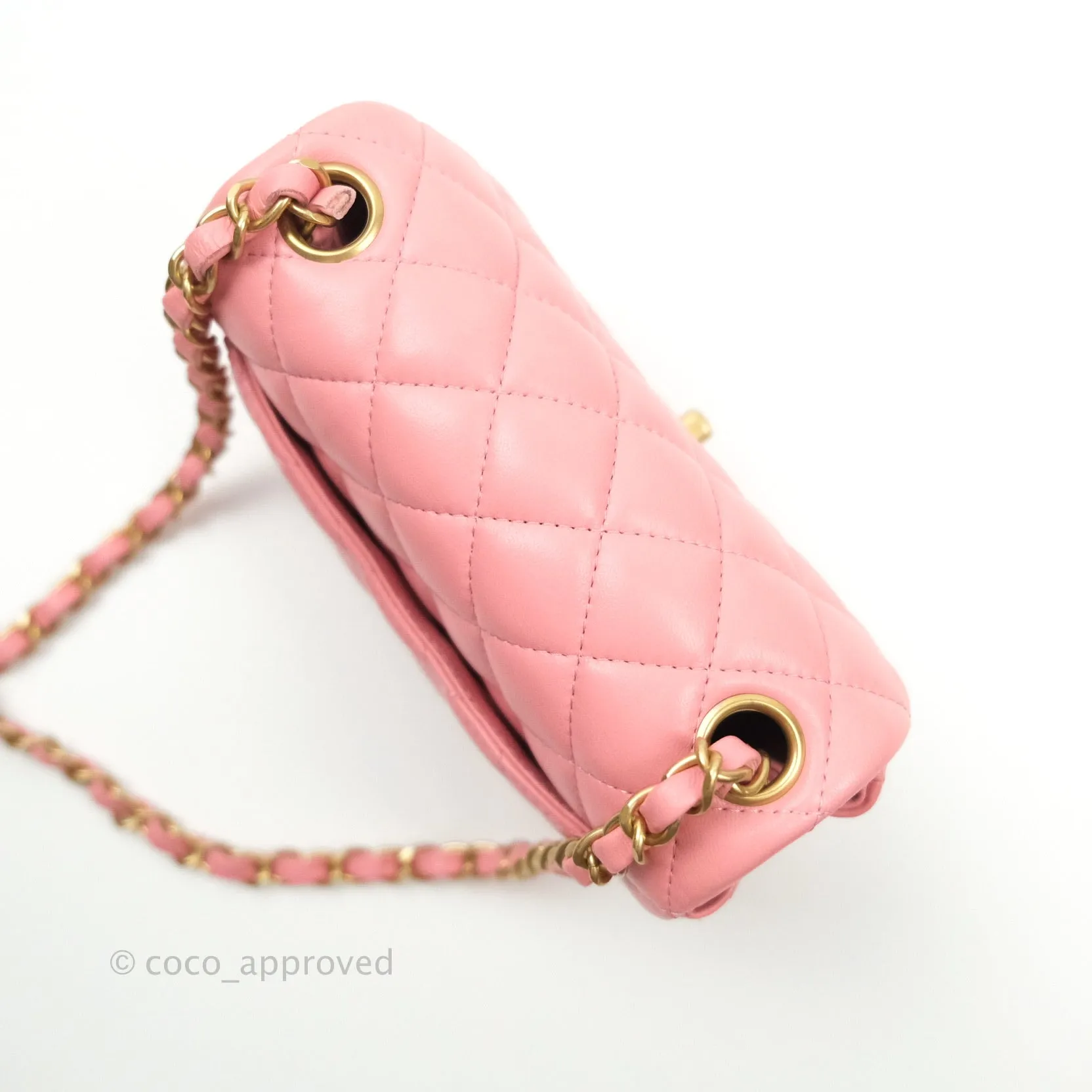 Chanel Mini Square Pink Lambskin Gold Hardware