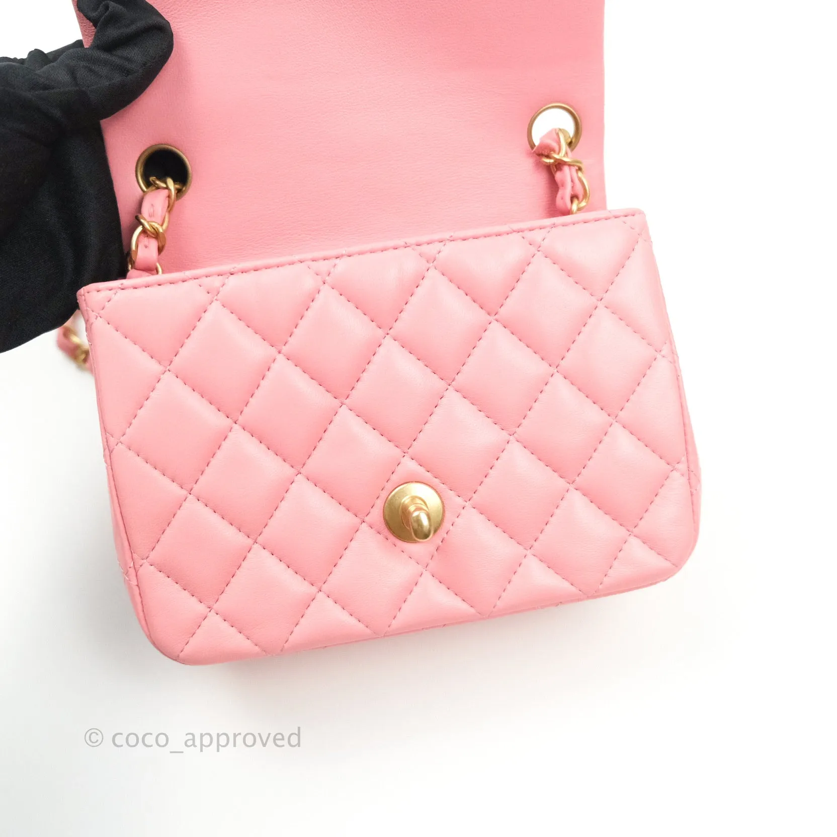 Chanel Mini Square Pink Lambskin Gold Hardware