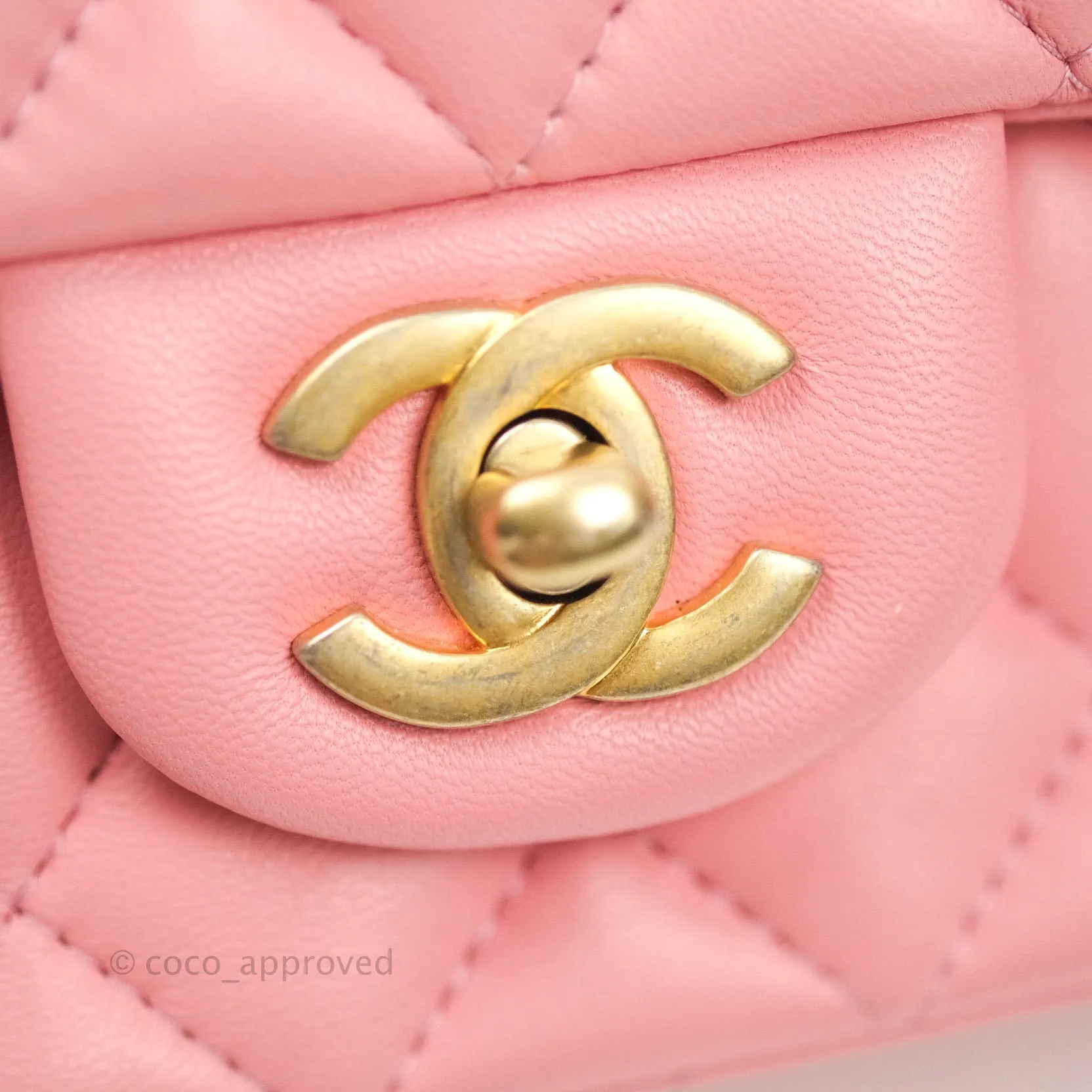 Chanel Mini Square Pink Lambskin Gold Hardware
