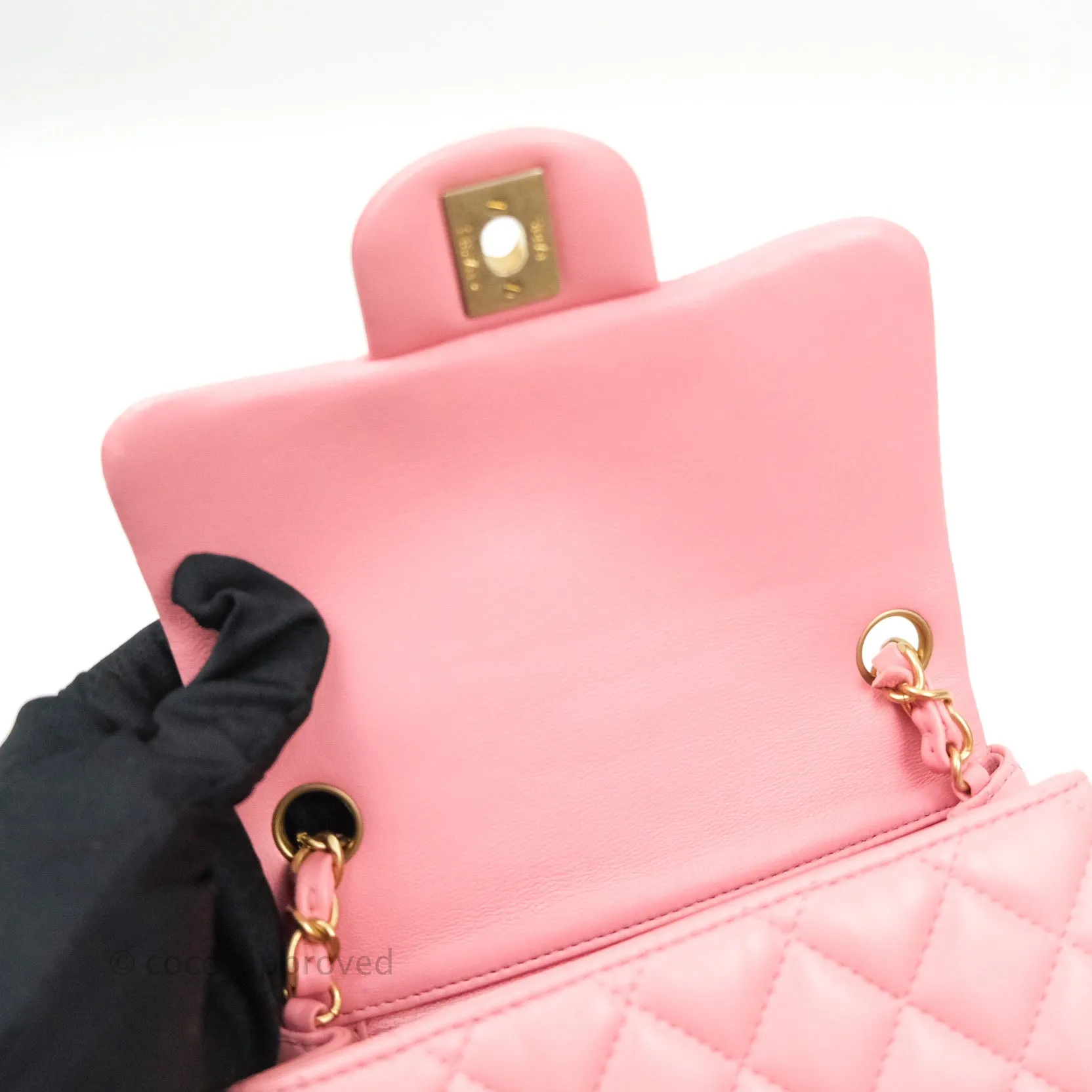 Chanel Mini Square Pink Lambskin Gold Hardware