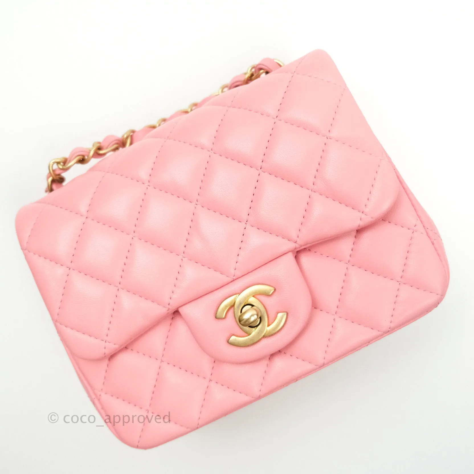 Chanel Mini Square Pink Lambskin Gold Hardware