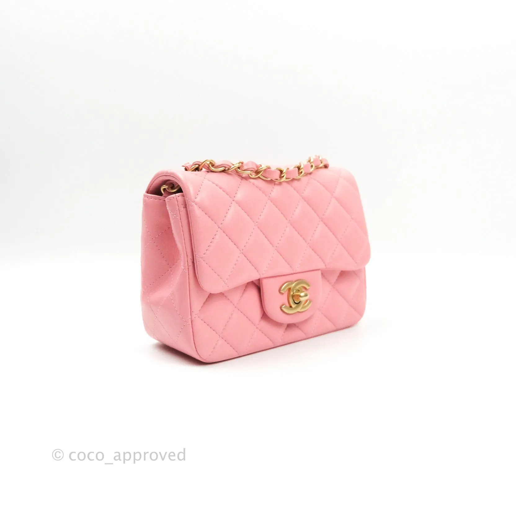 Chanel Mini Square Pink Lambskin Gold Hardware