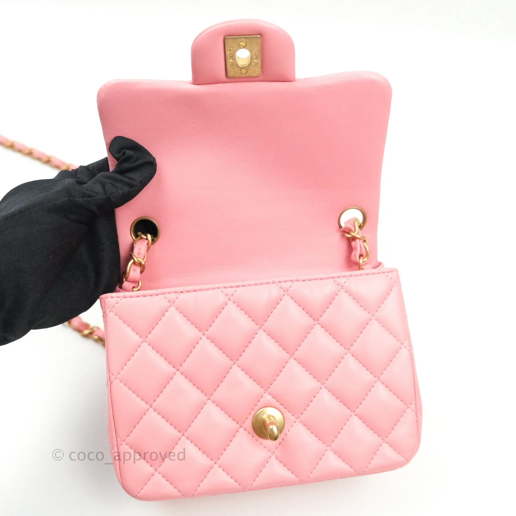 Chanel Mini Square Pink Lambskin Gold Hardware