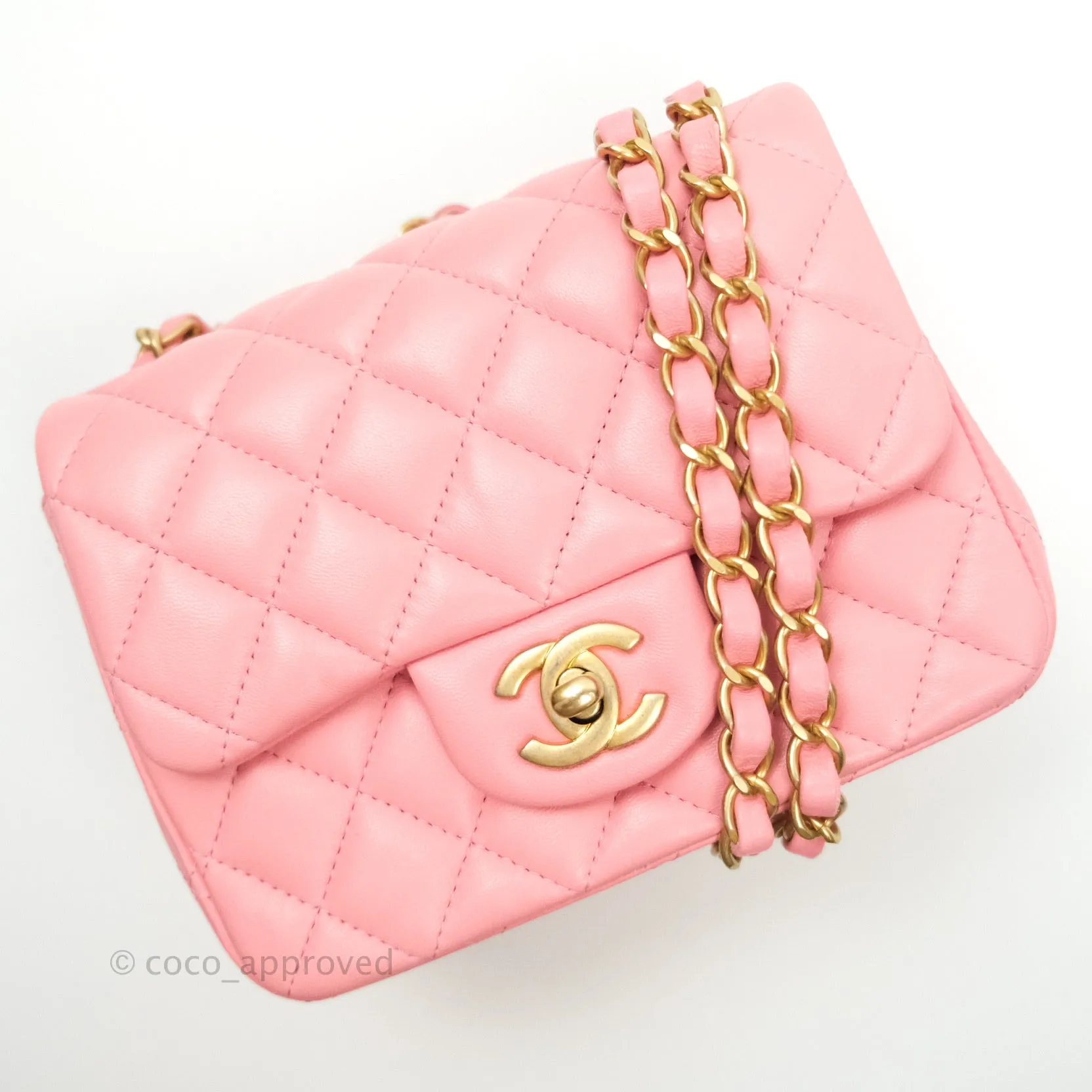 Chanel Mini Square Pink Lambskin Gold Hardware