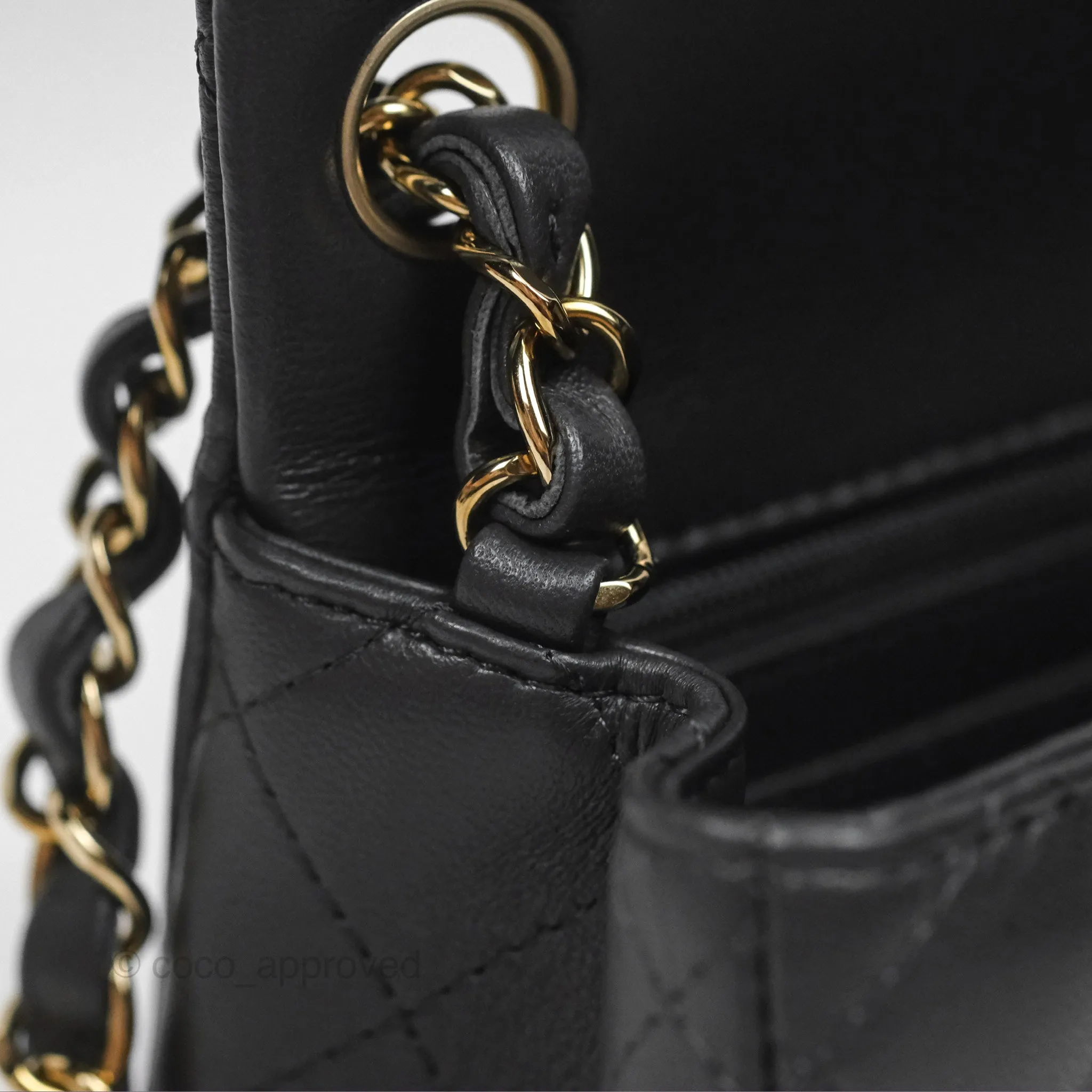 Chanel Mini Square Quilted Grey Lambskin Gold Hardware