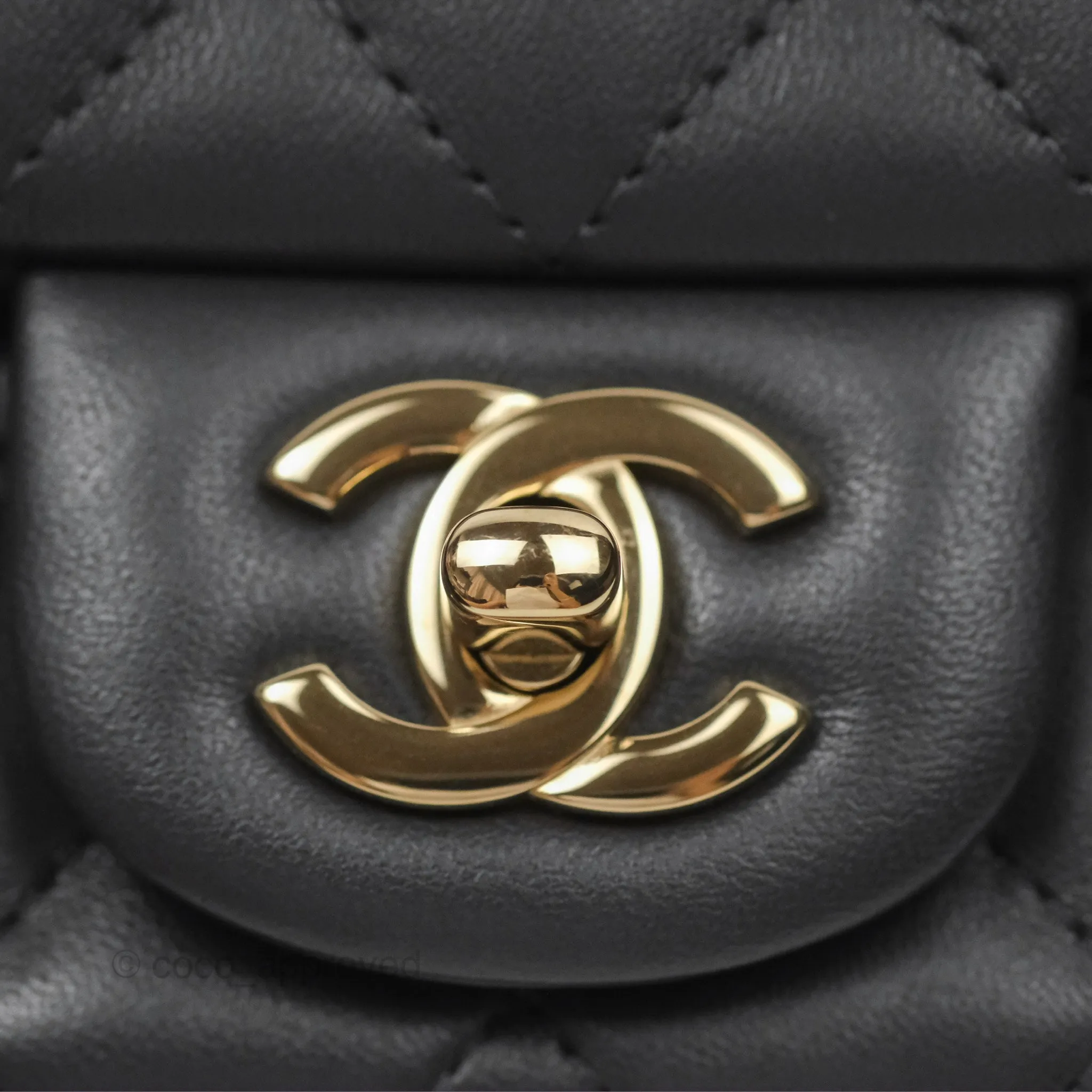 Chanel Mini Square Quilted Grey Lambskin Gold Hardware