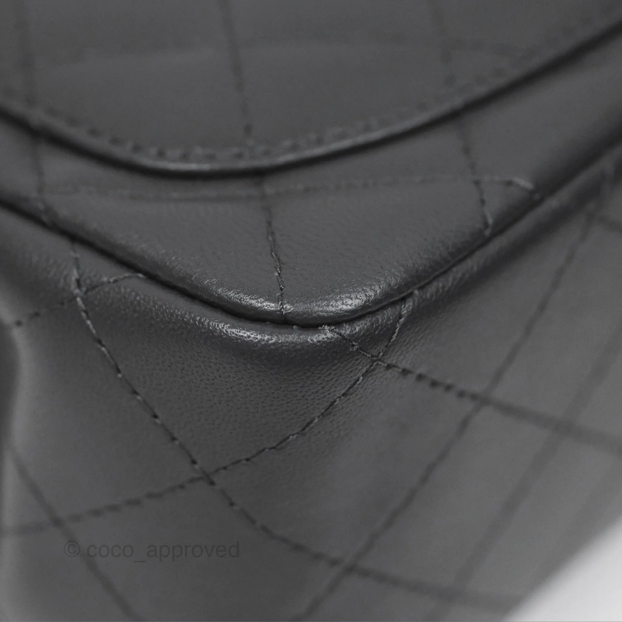 Chanel Mini Square Quilted Grey Lambskin Gold Hardware
