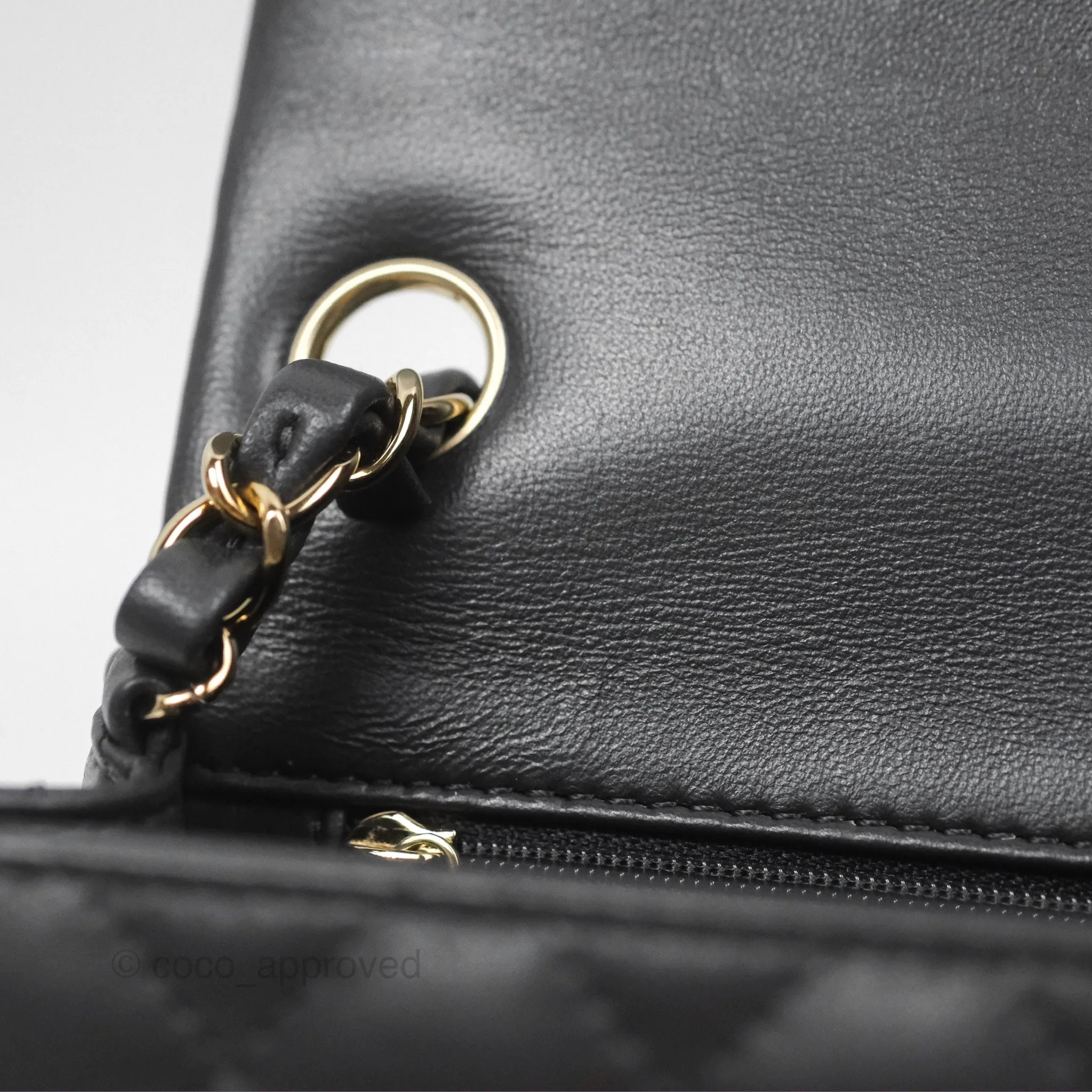 Chanel Mini Square Quilted Grey Lambskin Gold Hardware