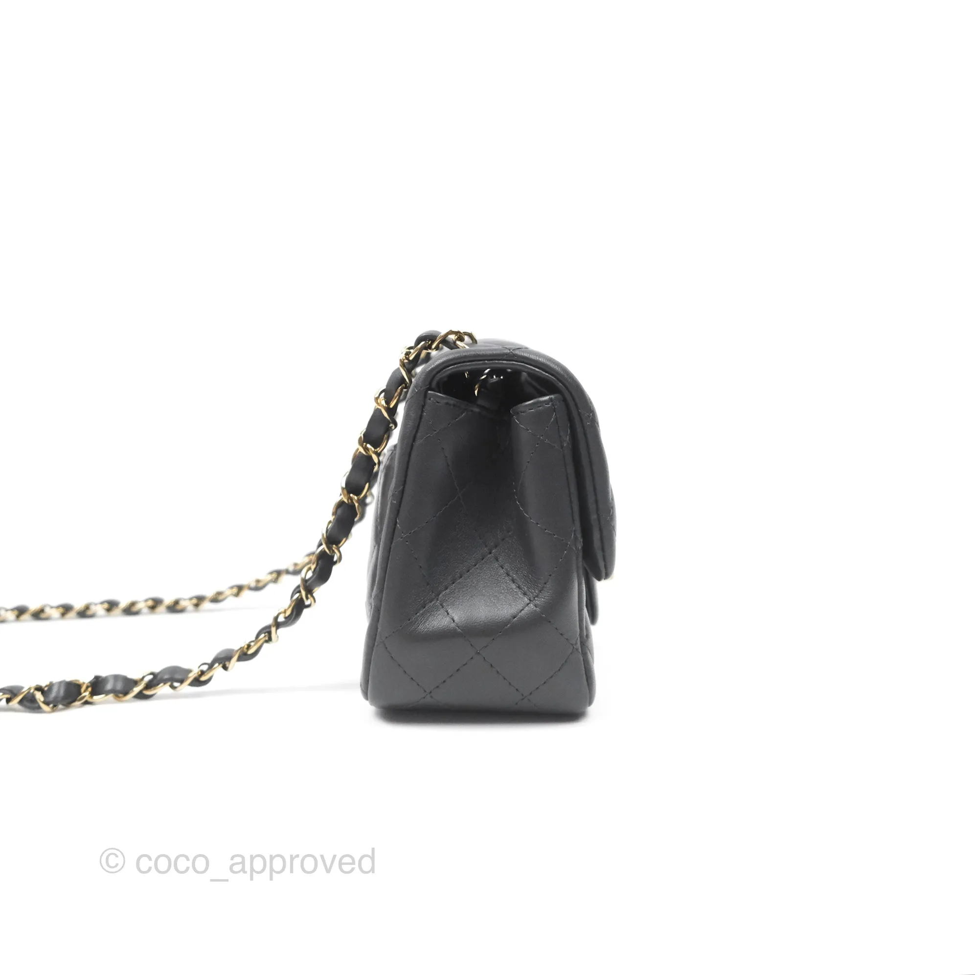 Chanel Mini Square Quilted Grey Lambskin Gold Hardware
