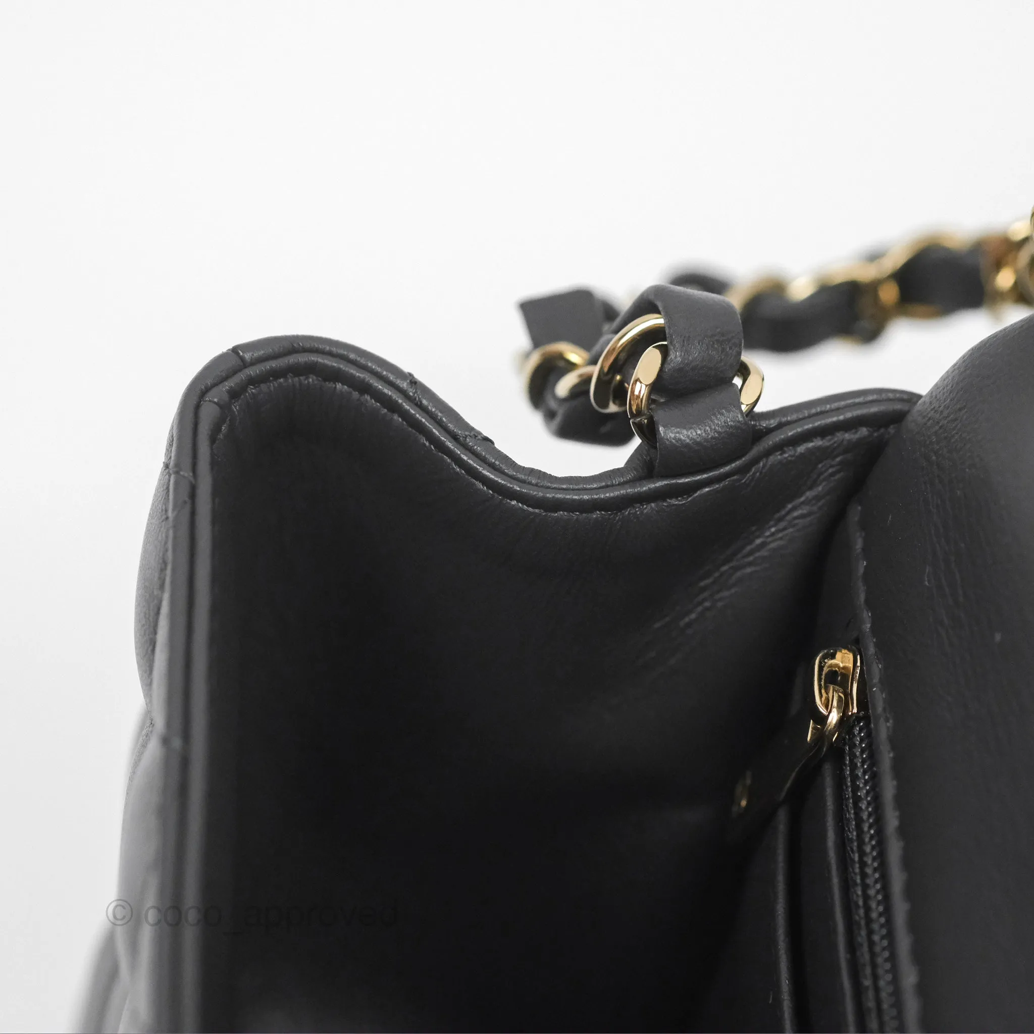 Chanel Mini Square Quilted Grey Lambskin Gold Hardware
