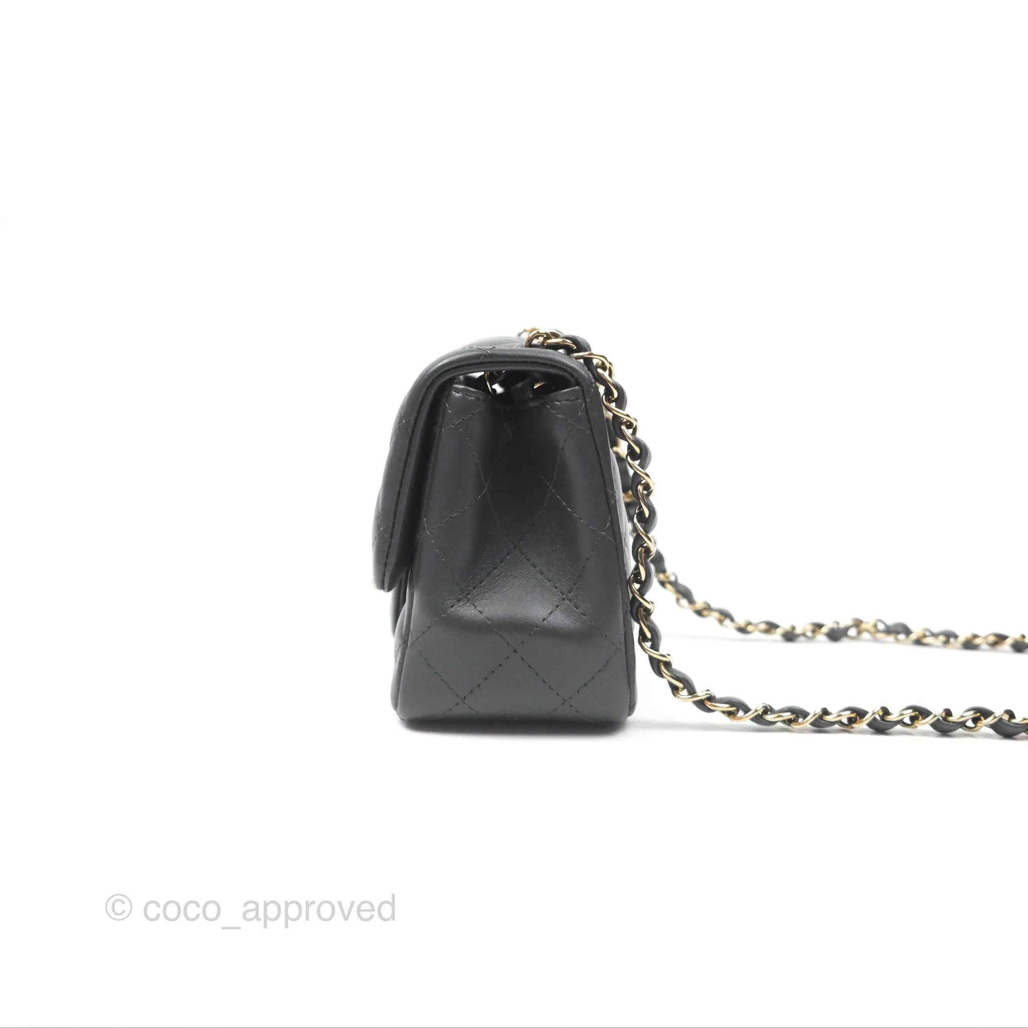 Chanel Mini Square Quilted Grey Lambskin Gold Hardware