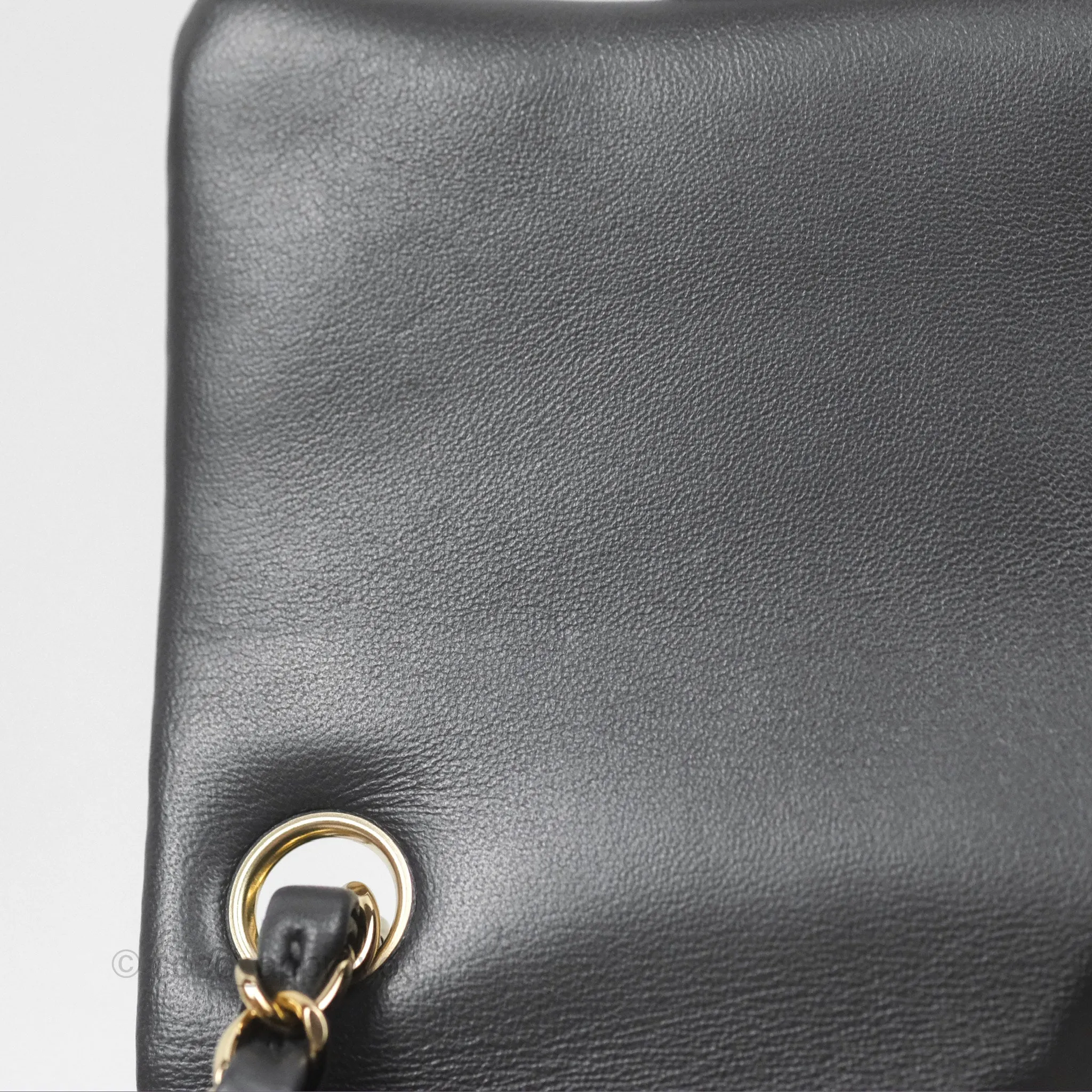 Chanel Mini Square Quilted Grey Lambskin Gold Hardware